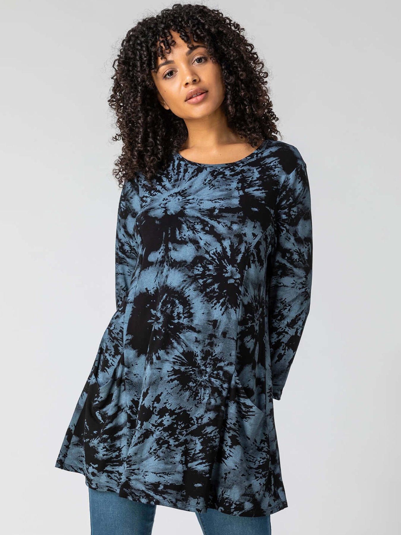 Roman Tie Dye Pocket Swing Top - Blue