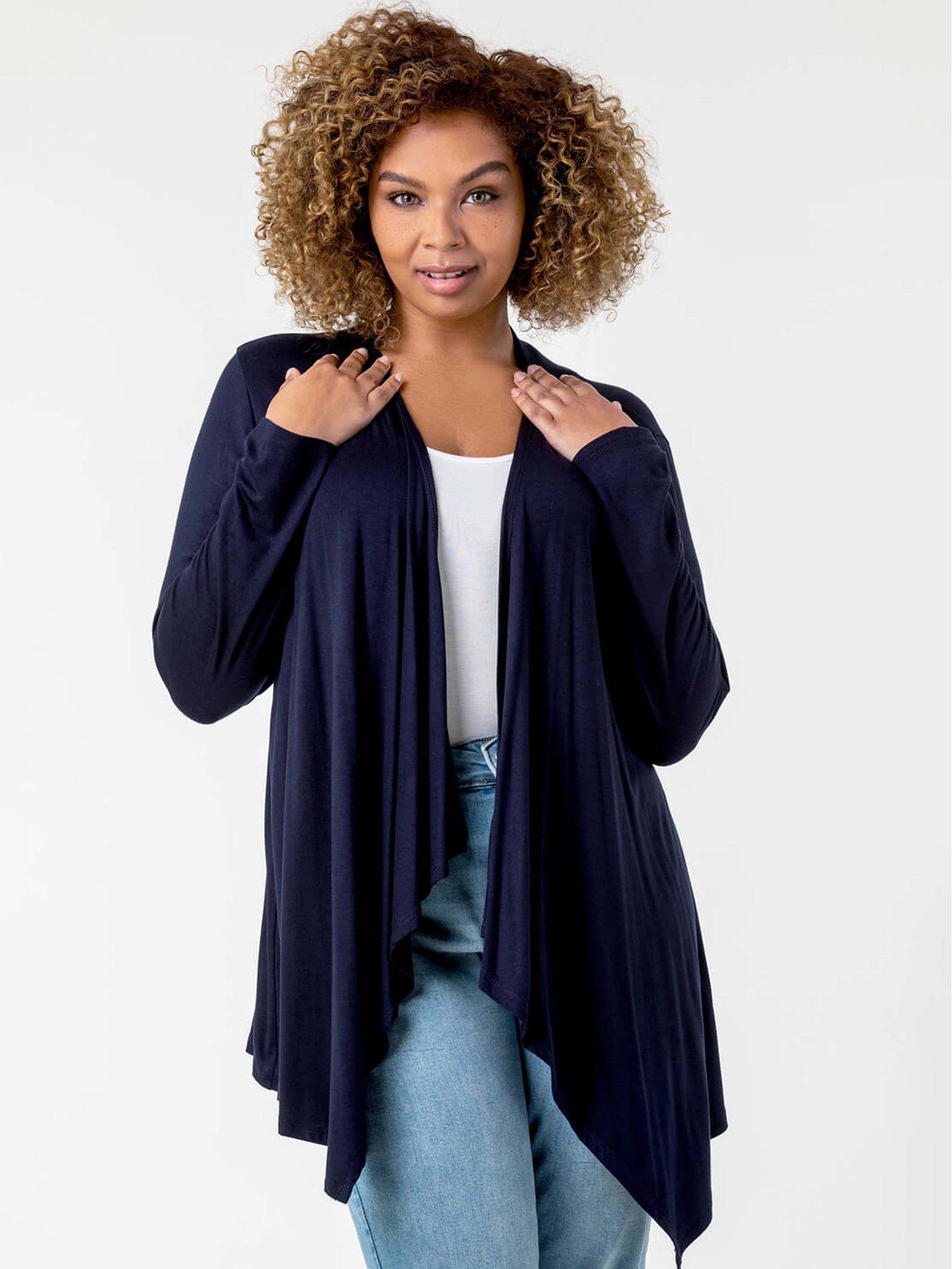  image of roman-curve-waterfall-front-jersey-cardigan-navy
