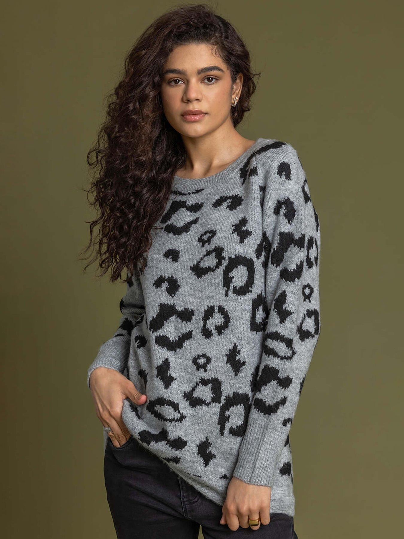 roman-jacquard-animal-print-jumper-grey