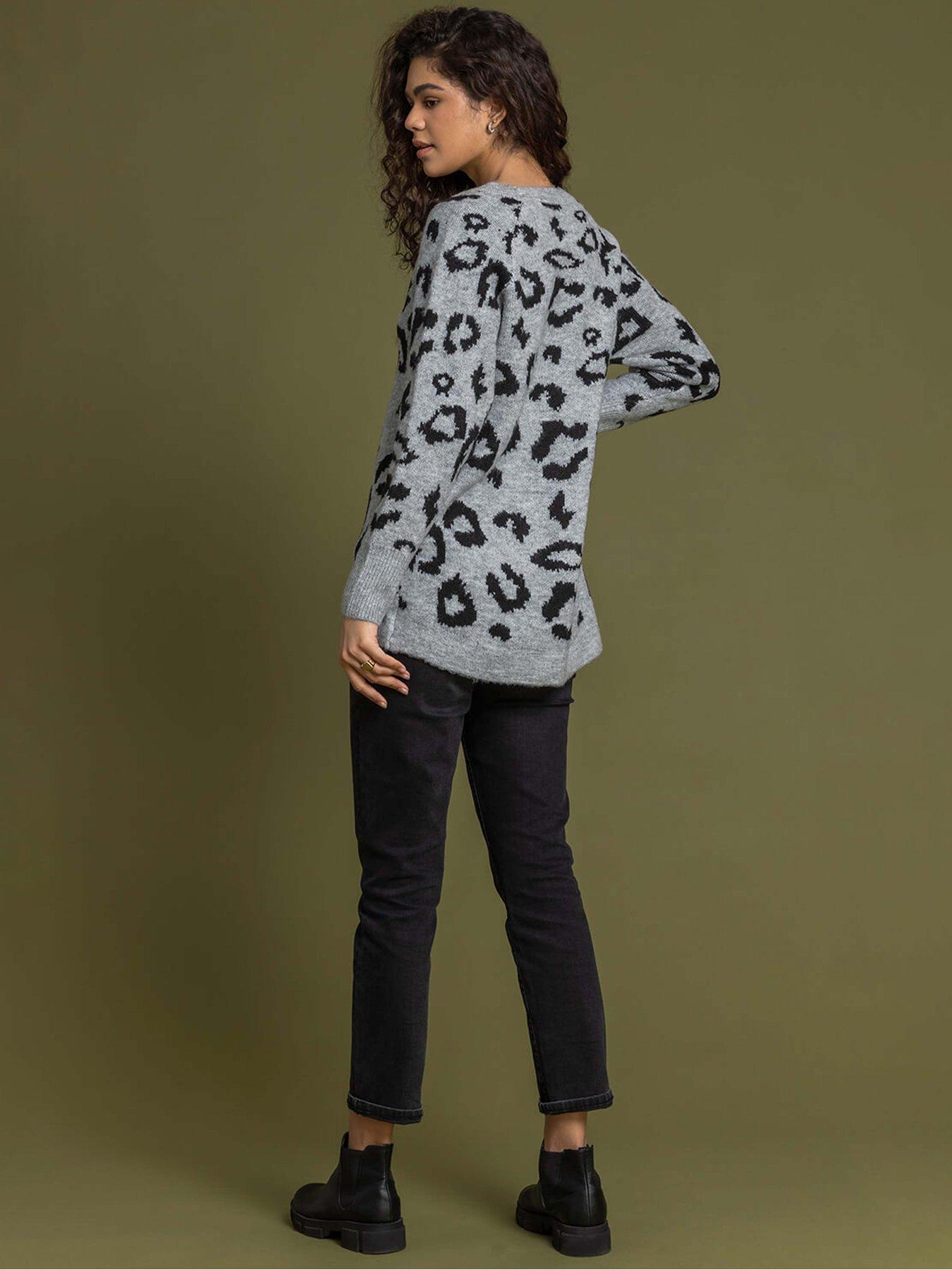 Image 2 of 4 of Roman Jacquard Animal Print Jumper - Grey