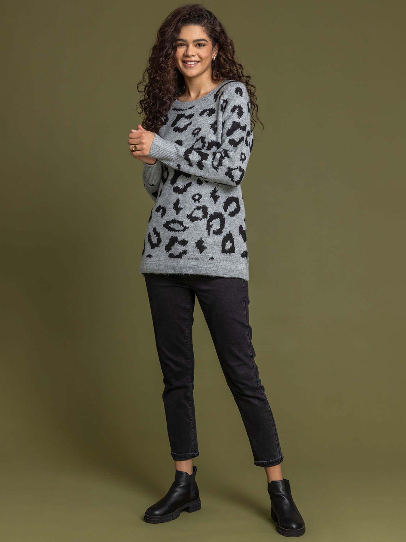 Image 3 of 4 of Roman Jacquard Animal Print Jumper - Grey