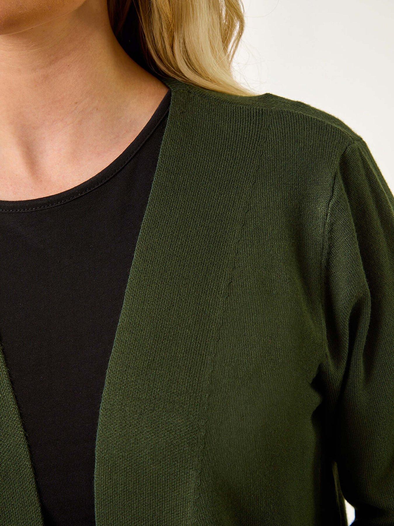 Image 5 of 5 of Roman Petite Plain Stretch Cardigan - Khaki