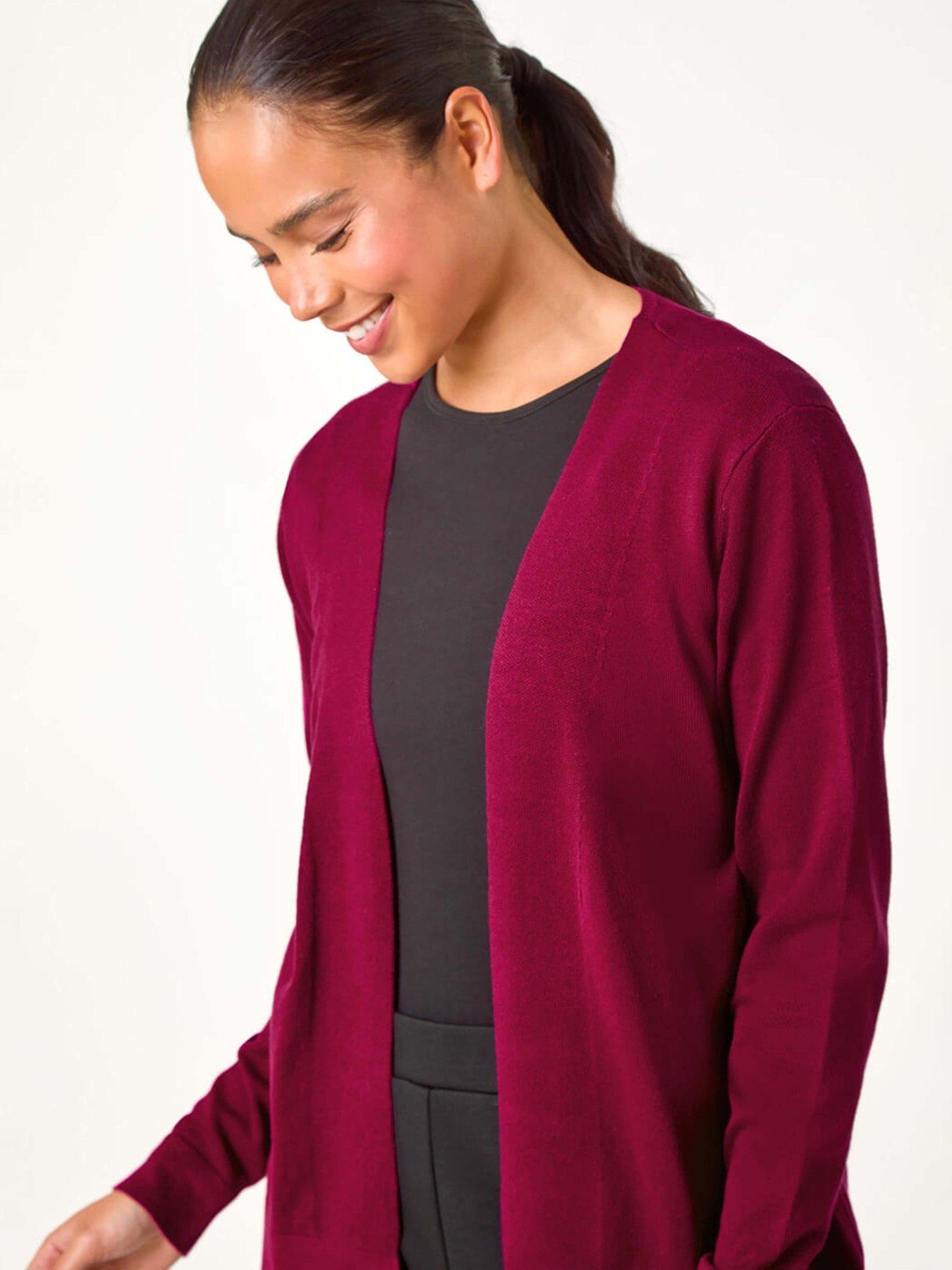 undefined Petite Plain Stretch Cardigan - Magenta