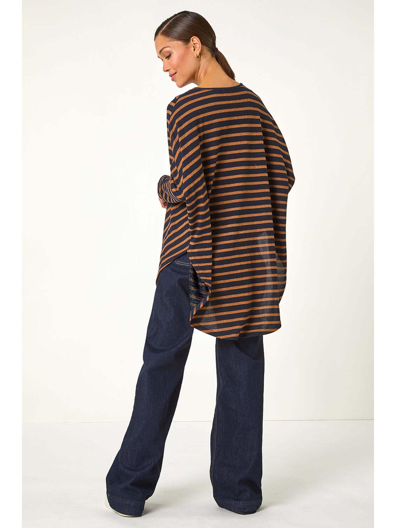  image of roman-contrast-stripe-stretch-jersey-top-tan