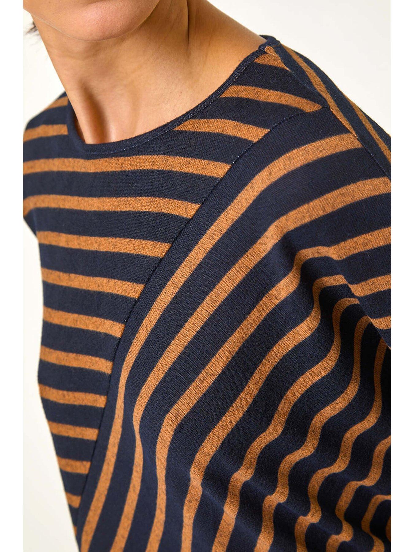  image of roman-contrast-stripe-stretch-jersey-top-tan