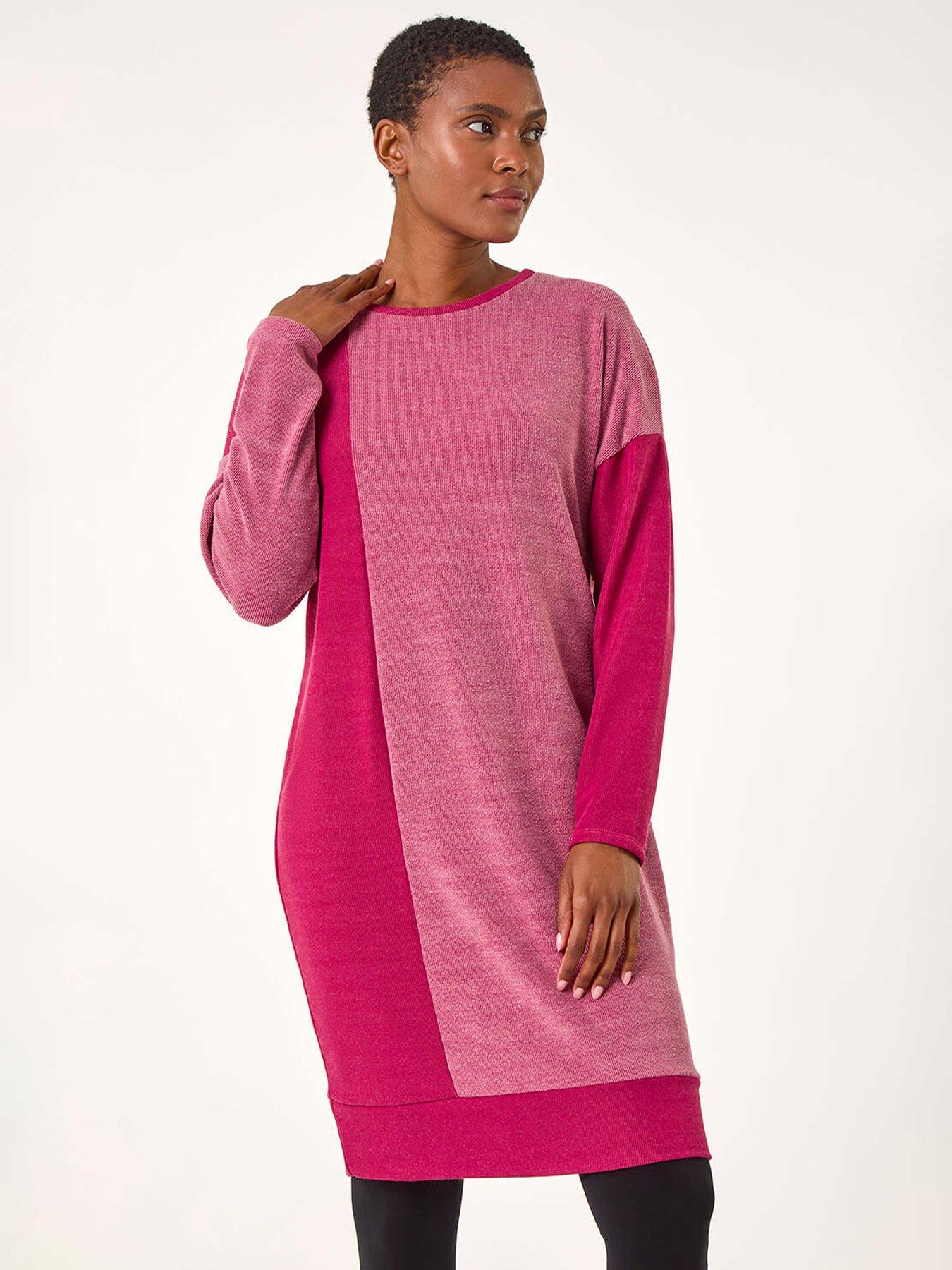 Roman Colour Block Stretch Jumper Dress - Red