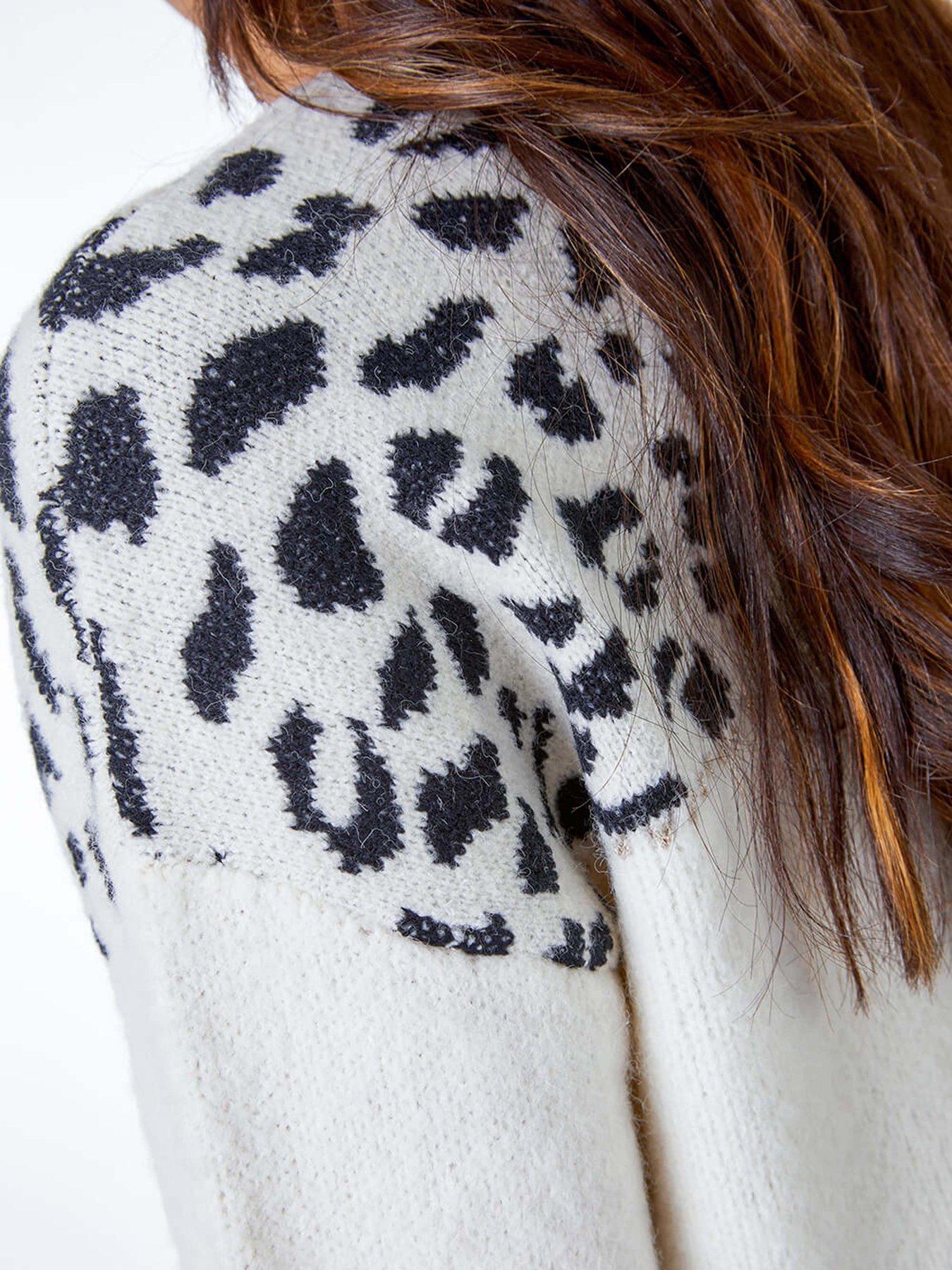 Image 5 of 5 of Roman Animal Print Colour Block Jumper - Camel