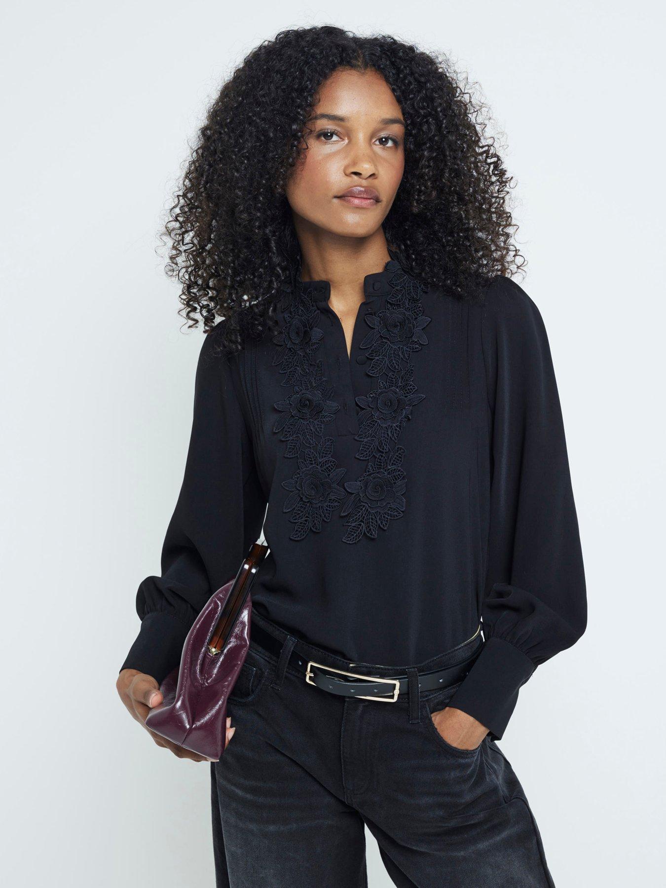 undefined Floral Crep Blouse - Black