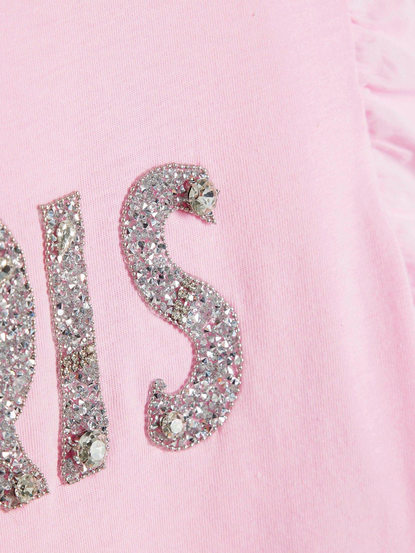  image of river-island-girls-paris-frill-sleeve-t-shirt-pink