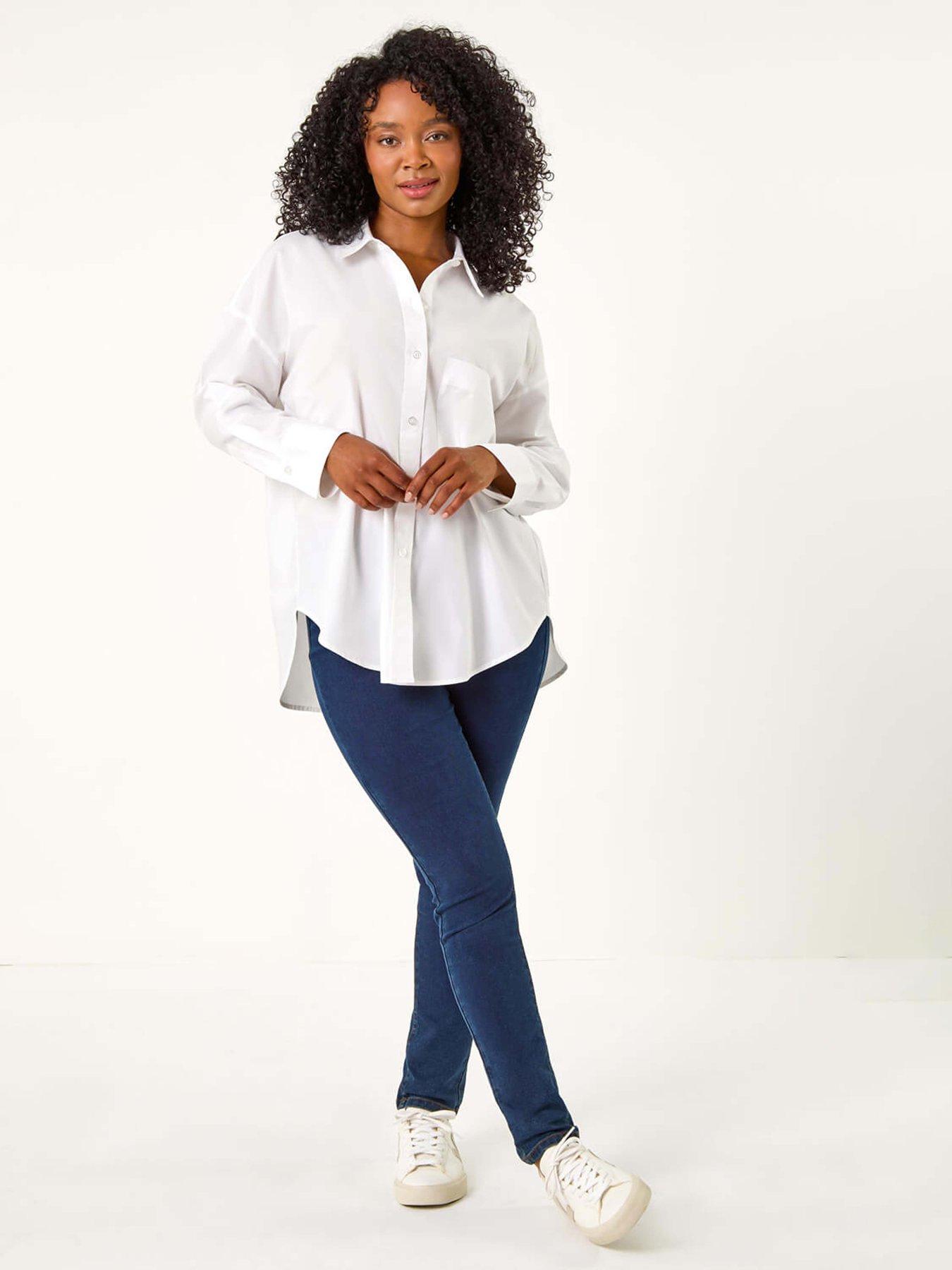  image of roman-petite-cotton-button-up-pocket-shirt-white