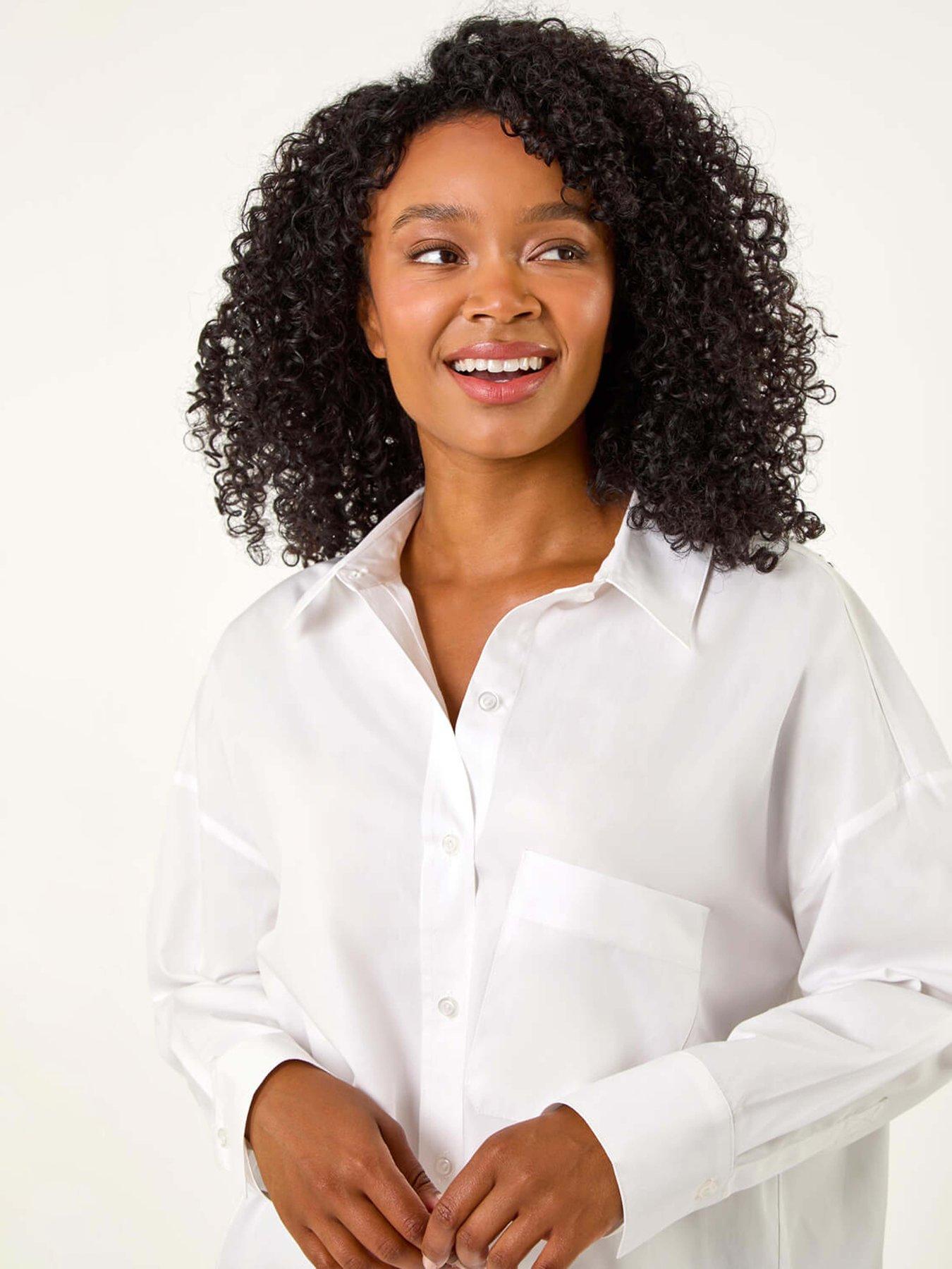  image of roman-petite-cotton-button-up-pocket-shirt-white