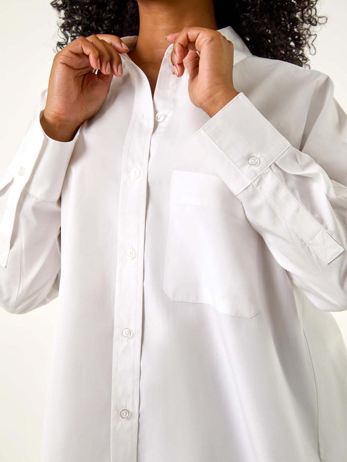  image of roman-petite-cotton-button-up-pocket-shirt-white