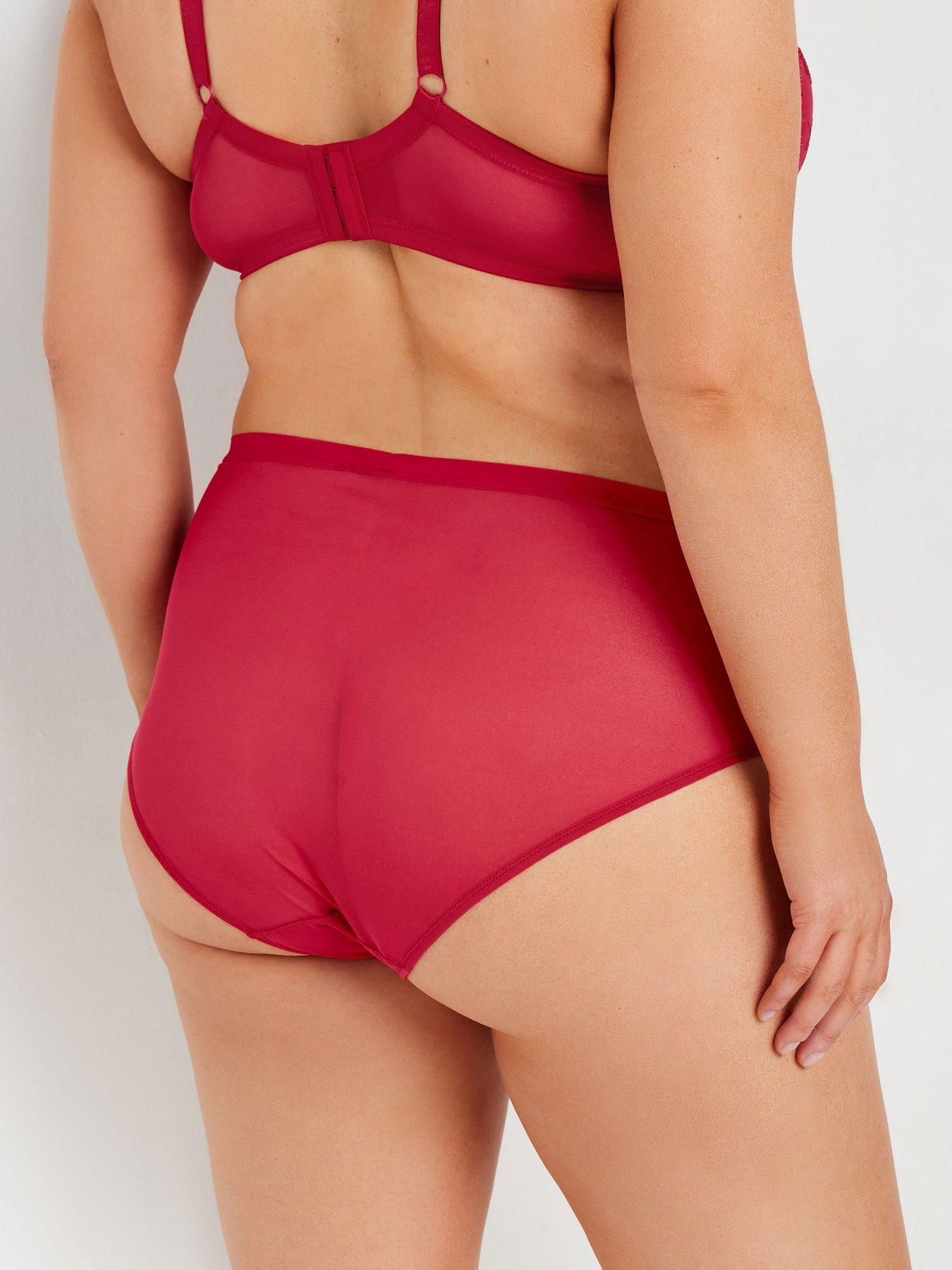 Image 2 of 4 of Yours Curve 2 Pack Floral Lace Knickers - Red/Black