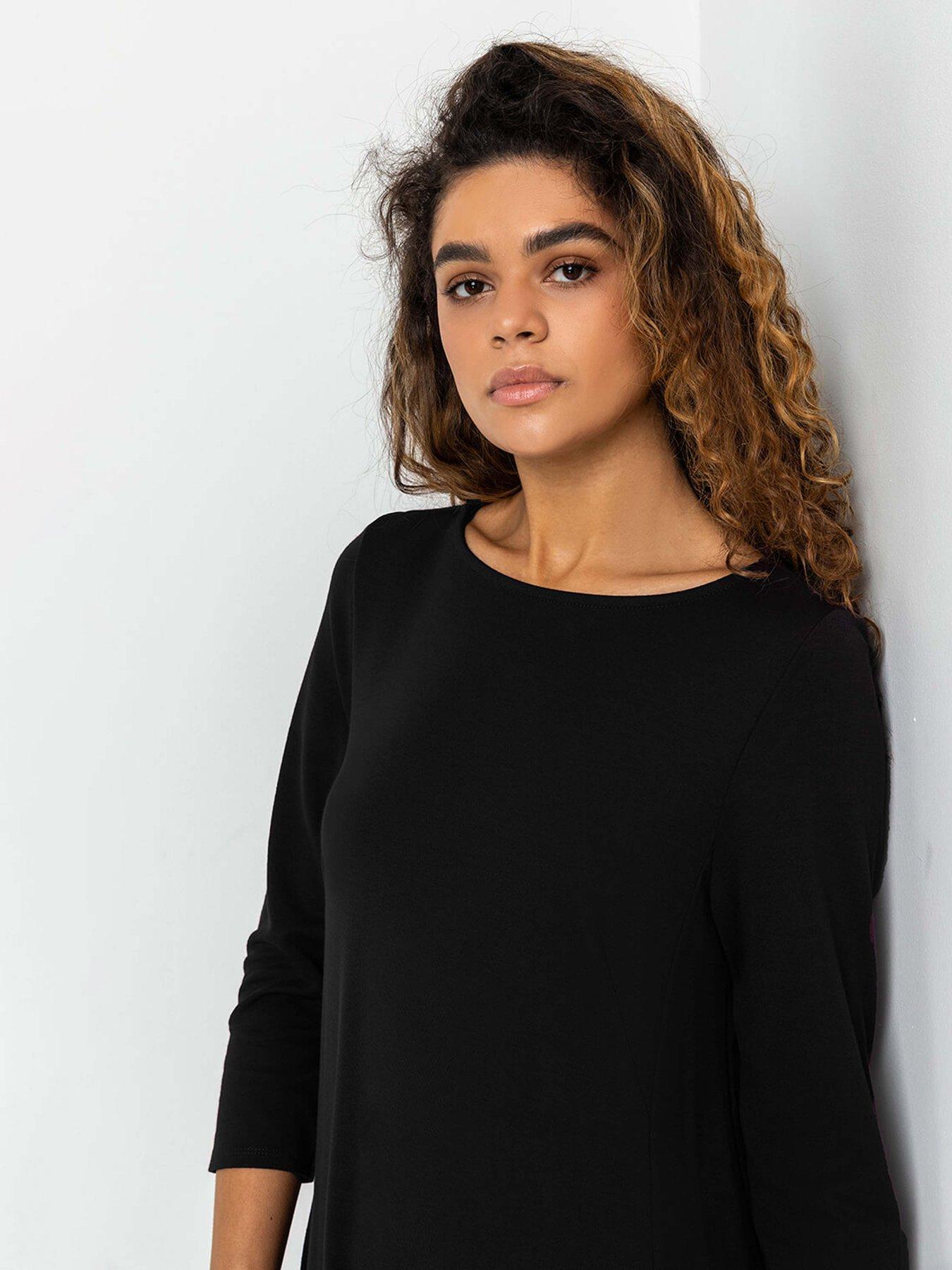 Image 4 of 5 of Roman A-line Pocket Detail Swing Dress - Black