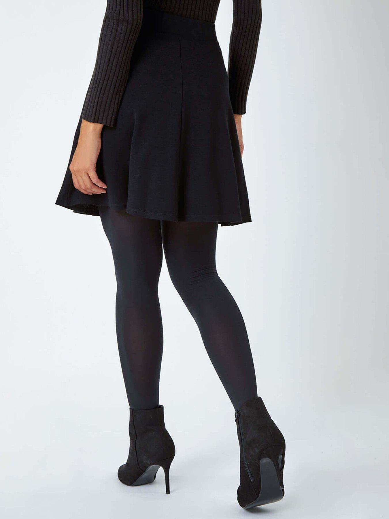 Image 2 of 5 of Roman Elastic Waist Stretch A Line Skater Skirt - Black