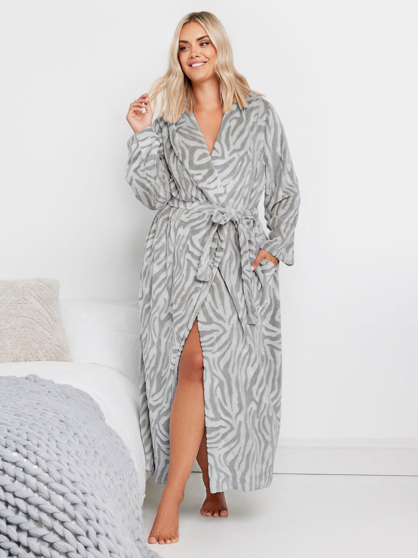 undefined Curve Zebra Shawl Collar Maxi Robe