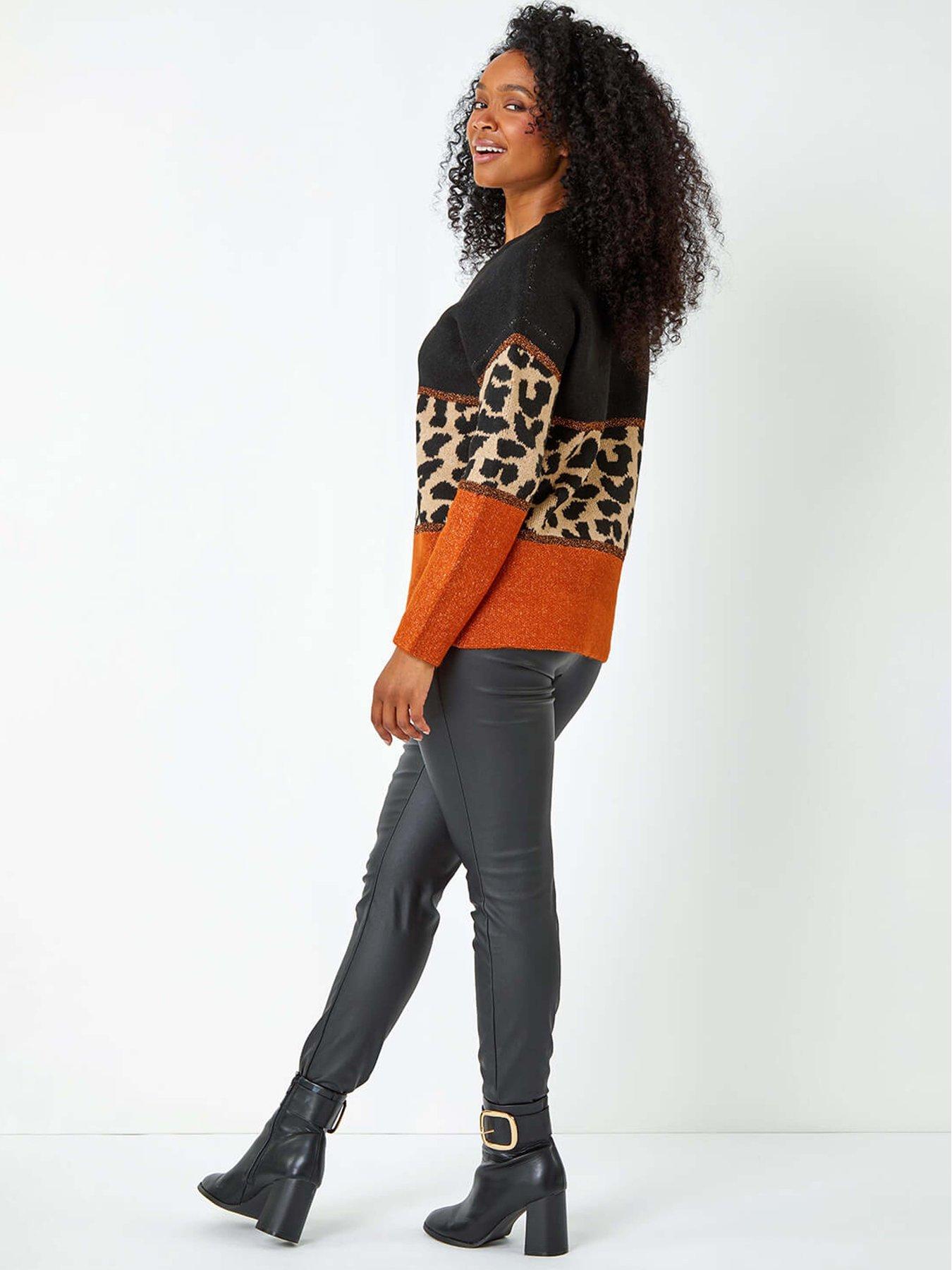 Image 2 of 5 of Roman Petite Animal Colourblock Stretch Jumper - Rust