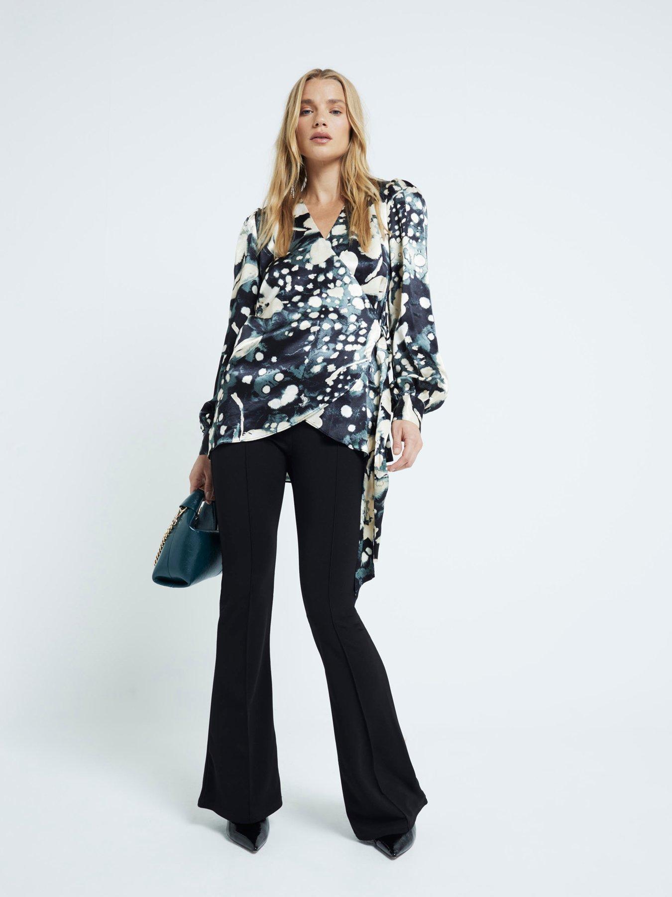 undefined Printed Wrap Shirt - Black