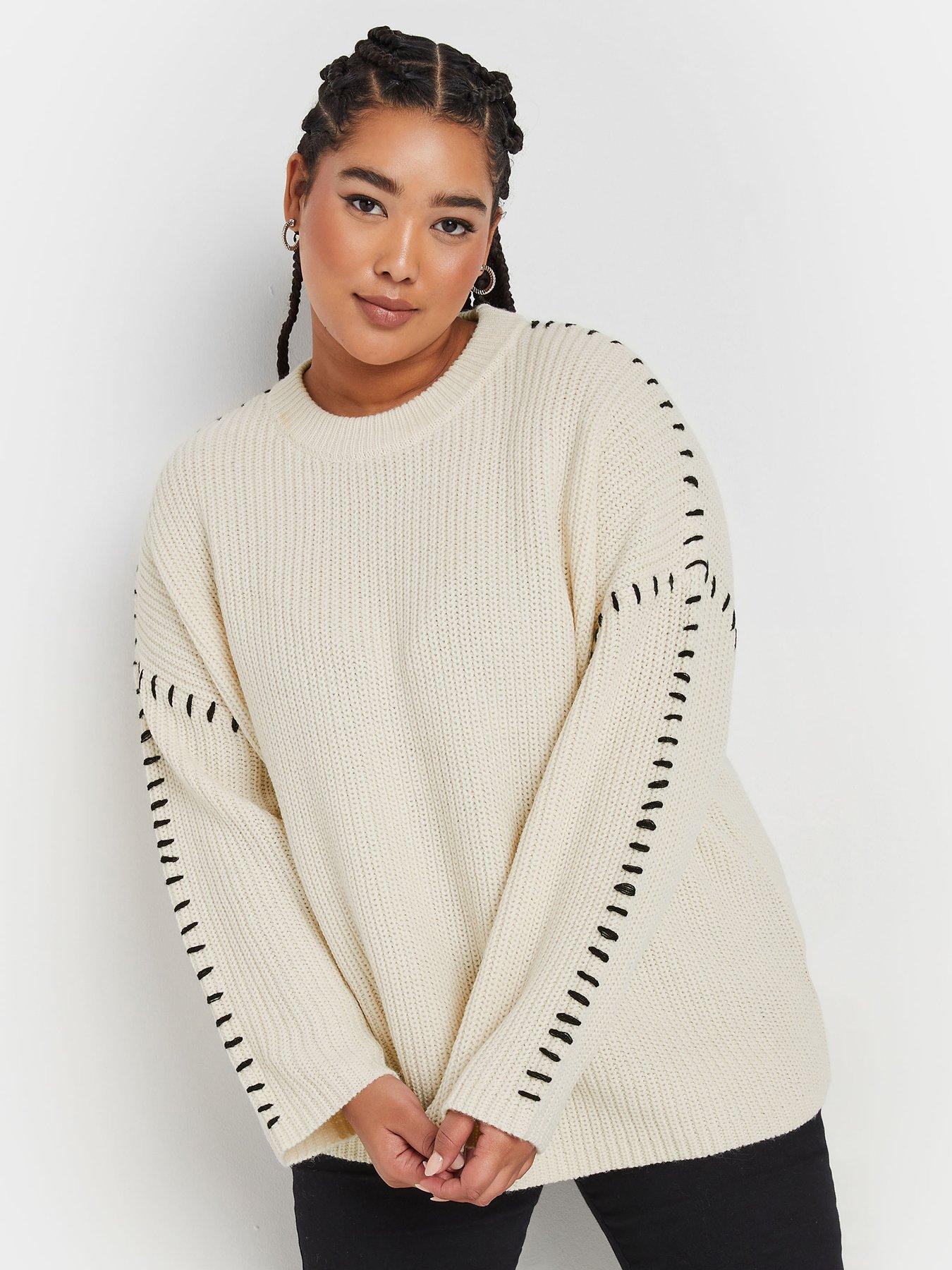 undefined Curve Blanket Stitch Jumper - Ivory