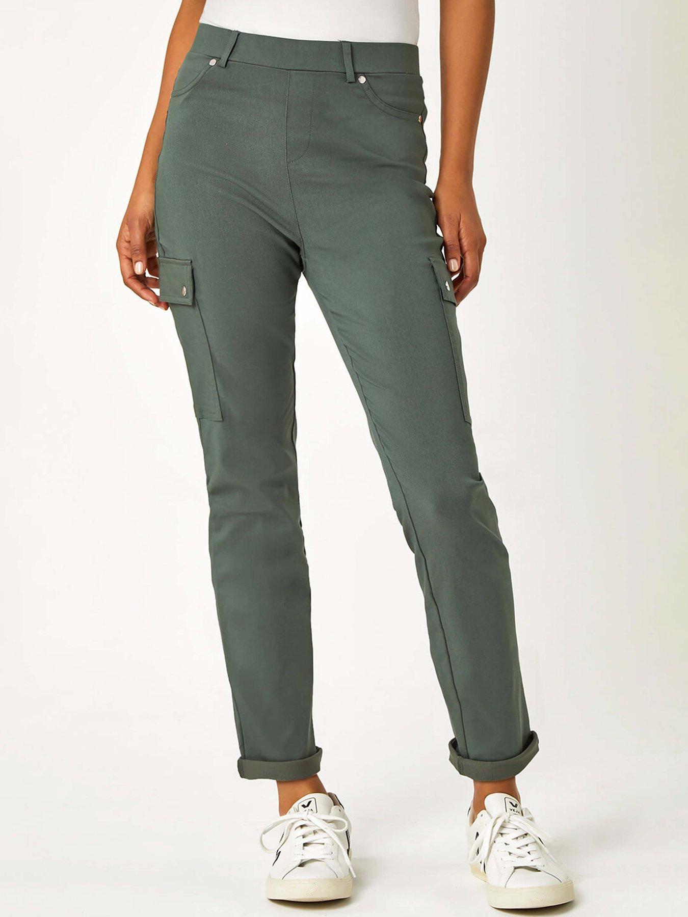 undefined Turn Up Stretch Cargo Trousers - Khaki