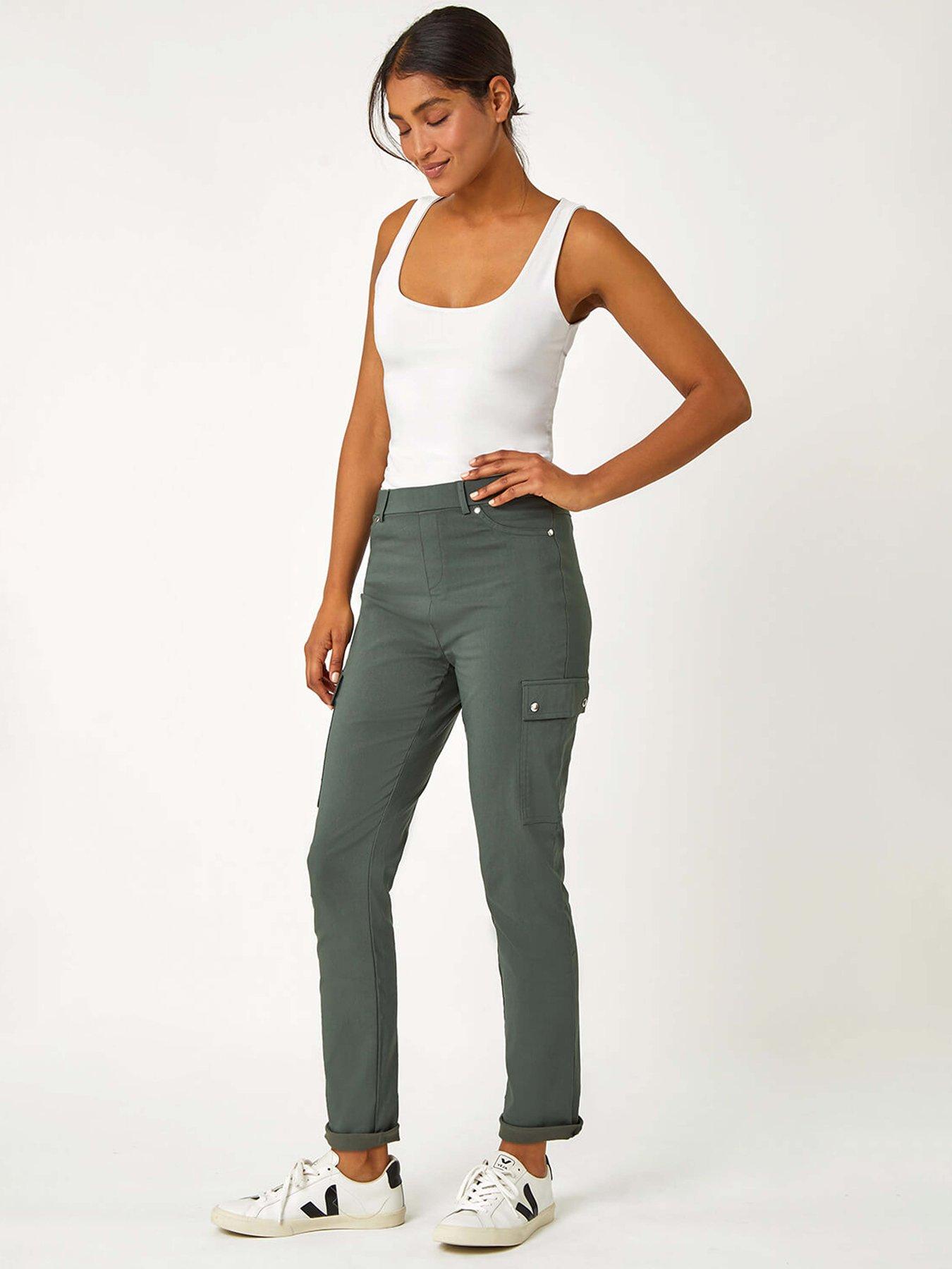  image of roman-turn-up-stretch-cargo-trousers-khaki