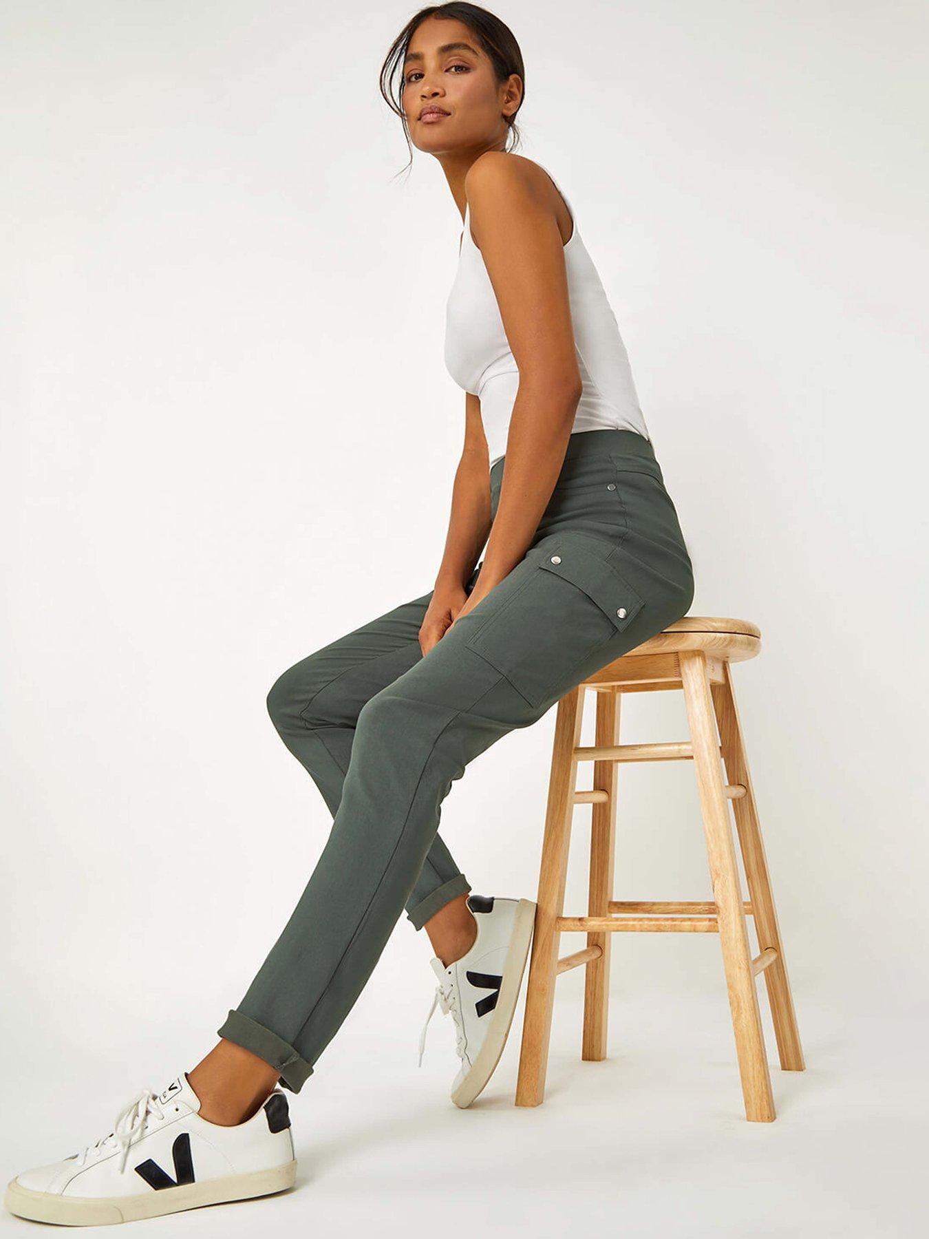  image of roman-turn-up-stretch-cargo-trousers-khaki