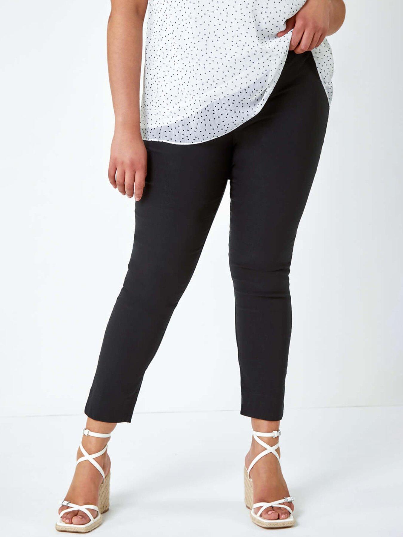 undefined Curve Elastic Waist Full Length Trousers - Black