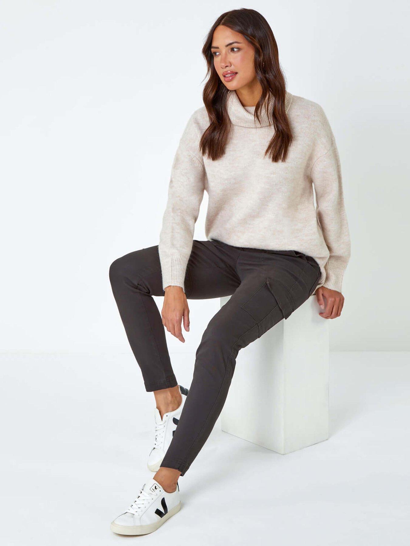  image of roman-cotton-blend-cargo-stretch-jegging-charcoal