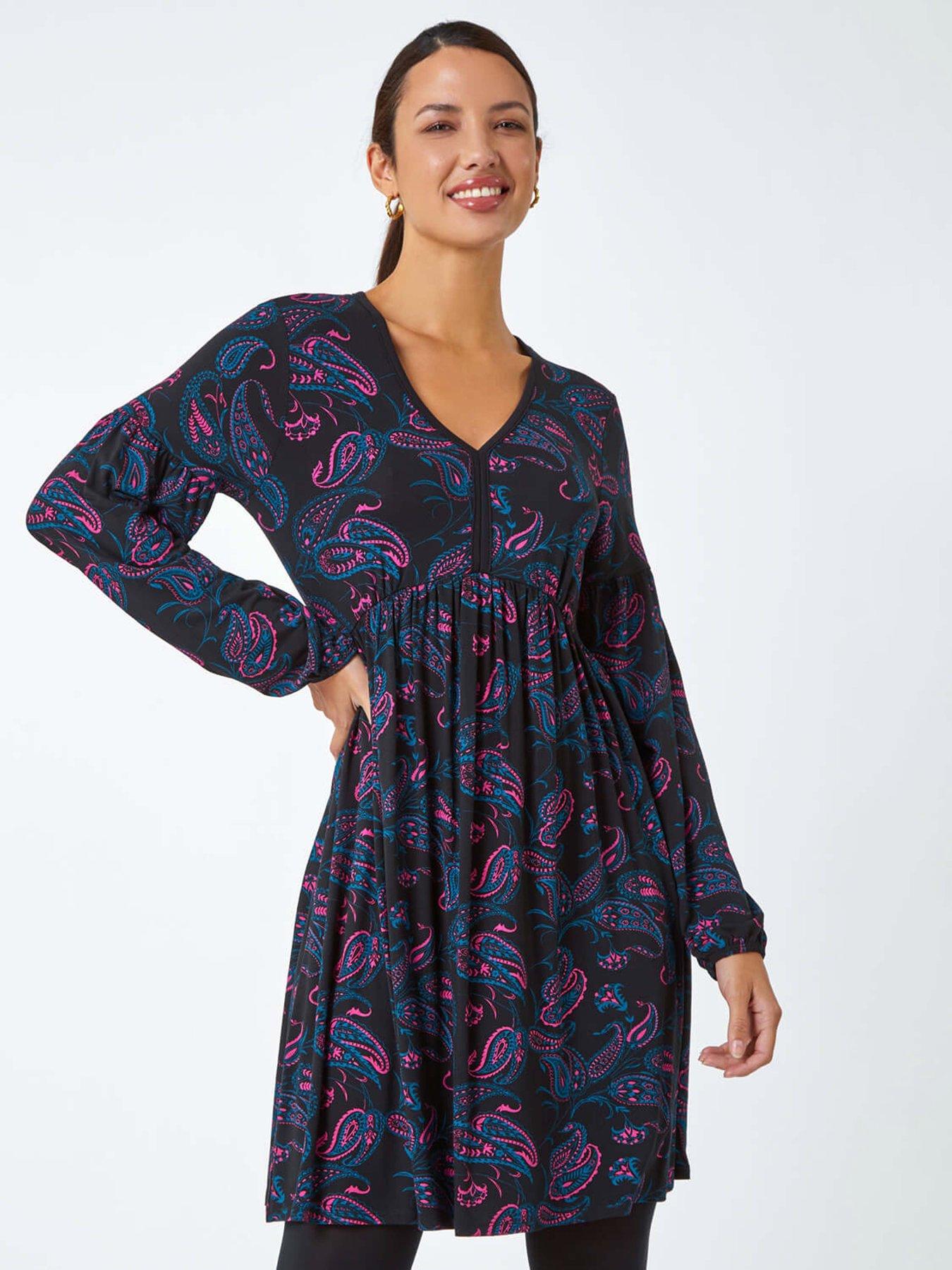 roman-paisley-print-stretch-jersey-dress-black