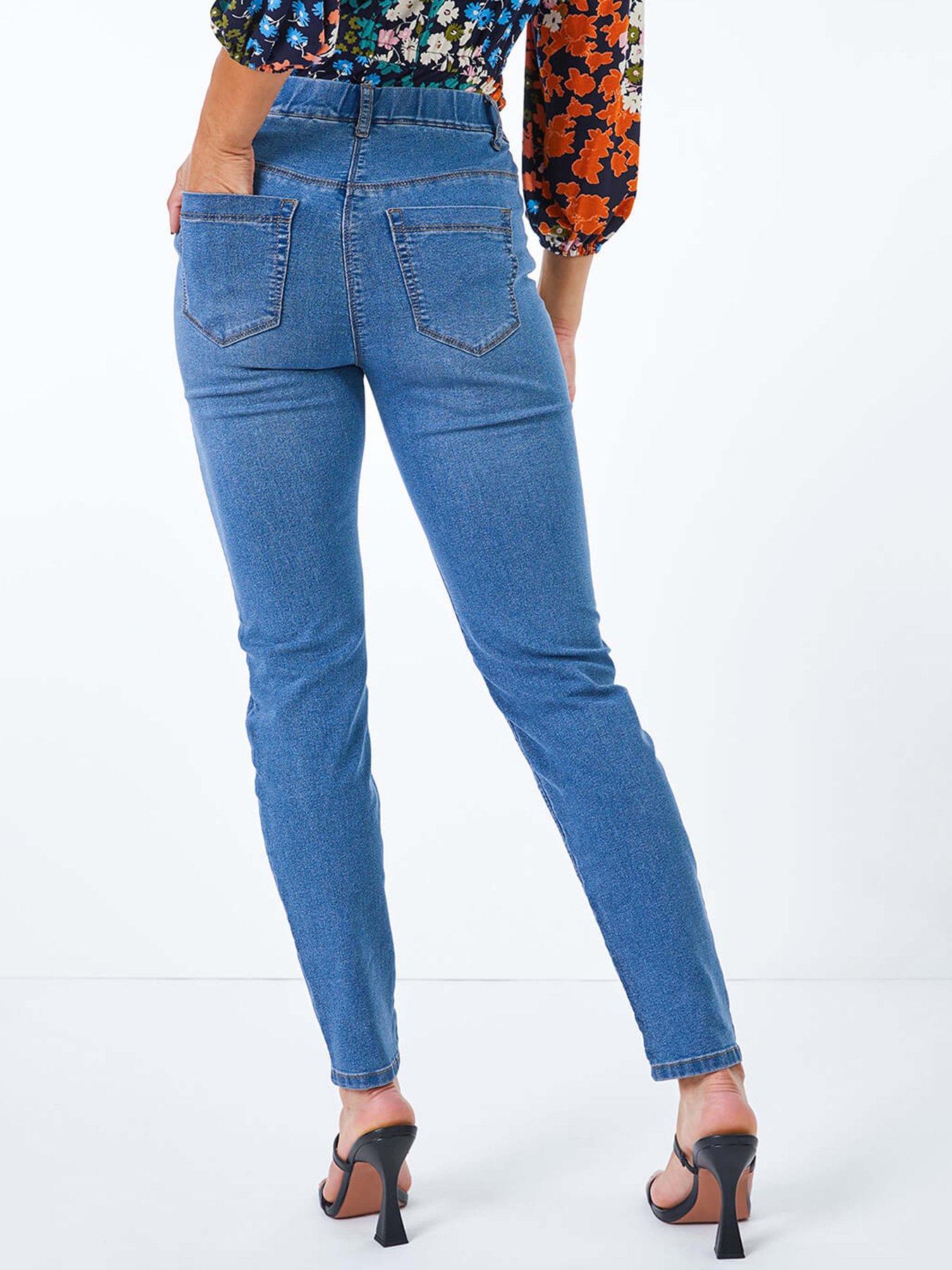 Image 2 of 4 of Roman Petite Stretch Denim Elastic Waist Jegging - Mid Blue