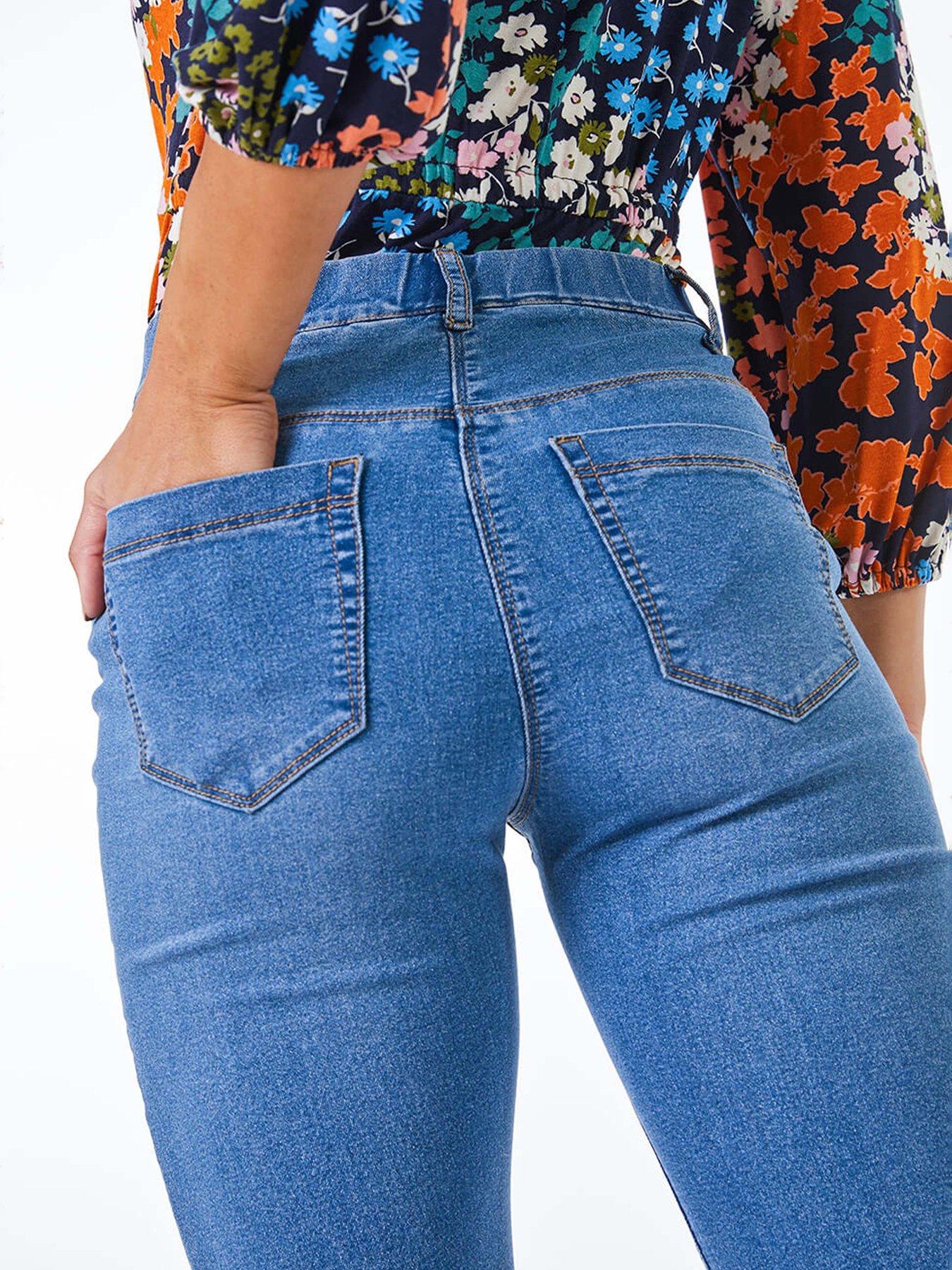Image 4 of 4 of Roman Petite Stretch Denim Elastic Waist Jegging - Mid Blue