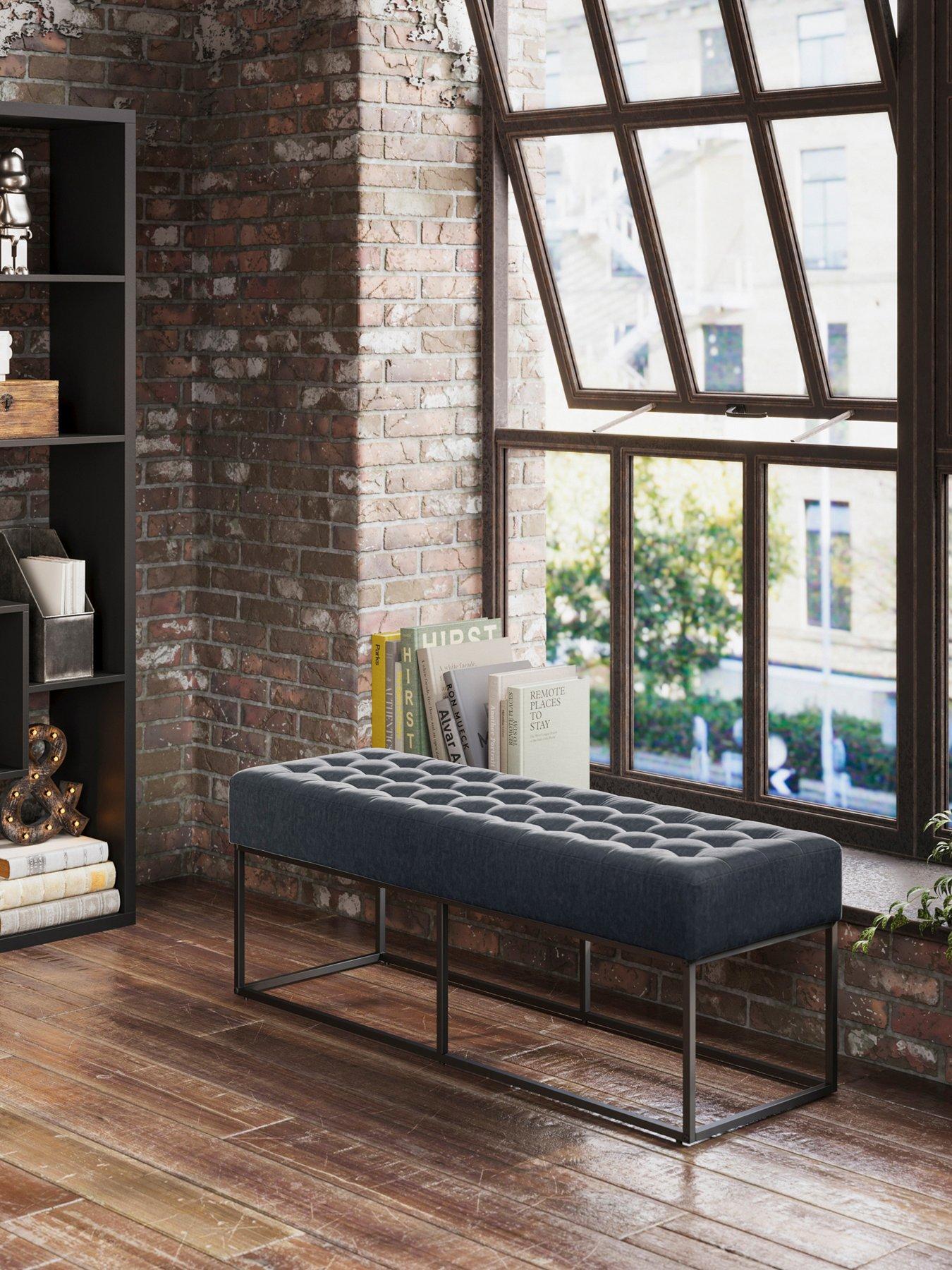 LPD Home Boden Steel Grey Bench