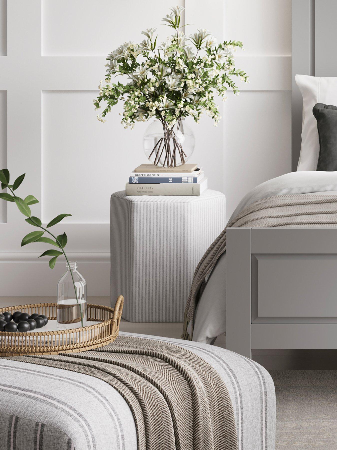 LPD Home Harbour Grey Thin Stripe Stool