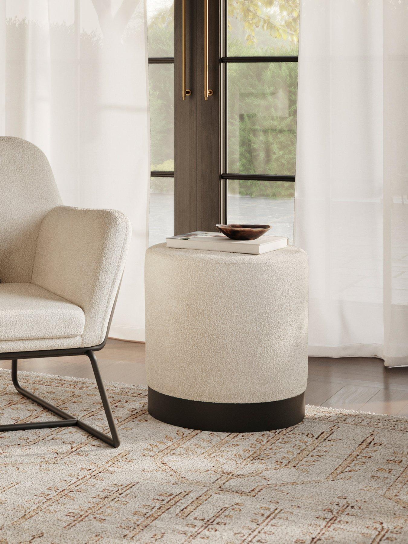 undefined Lara Pouffe Ivory Boucle Small