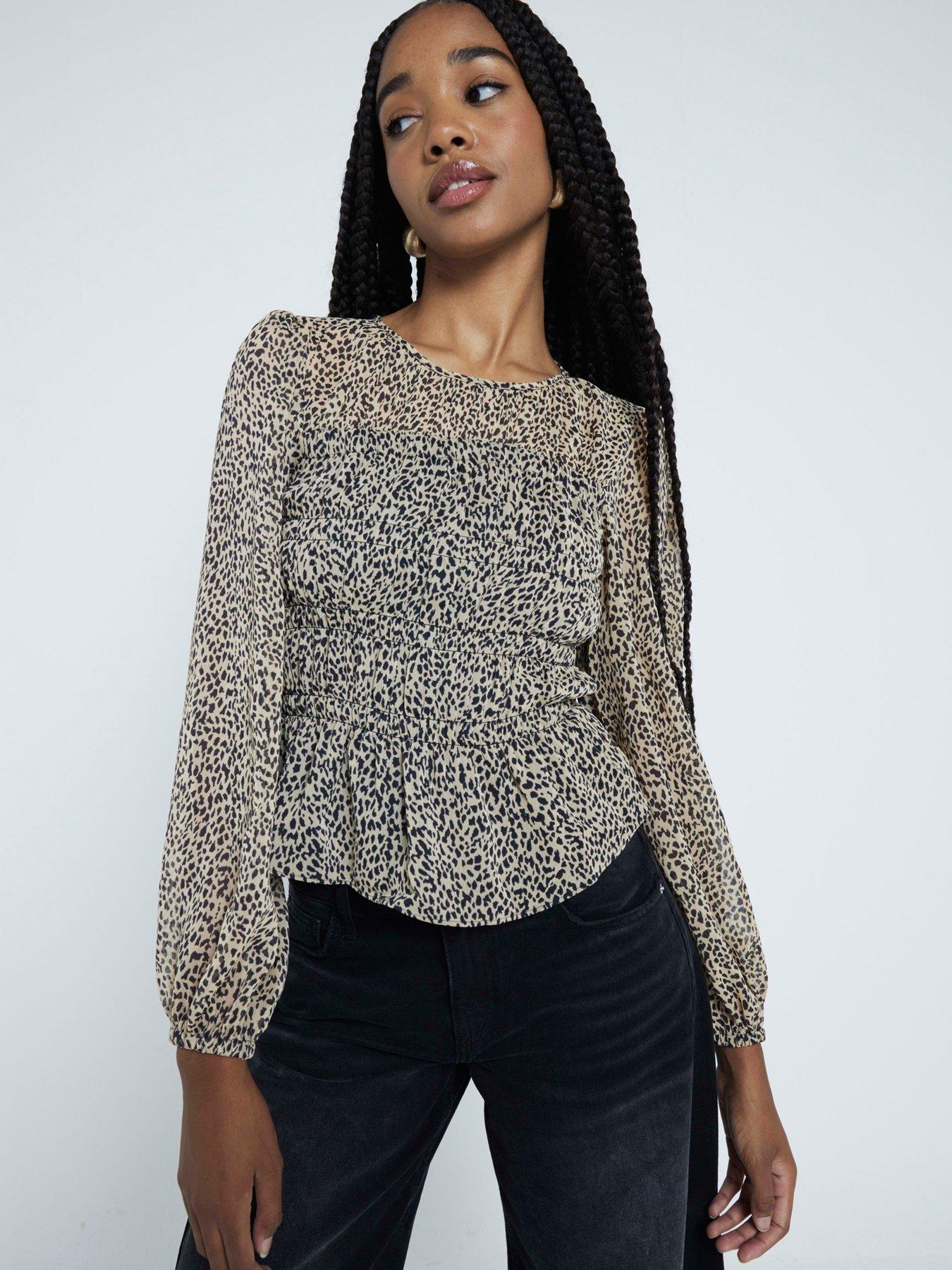 undefined Shirred Chiffon Blouse - Beige