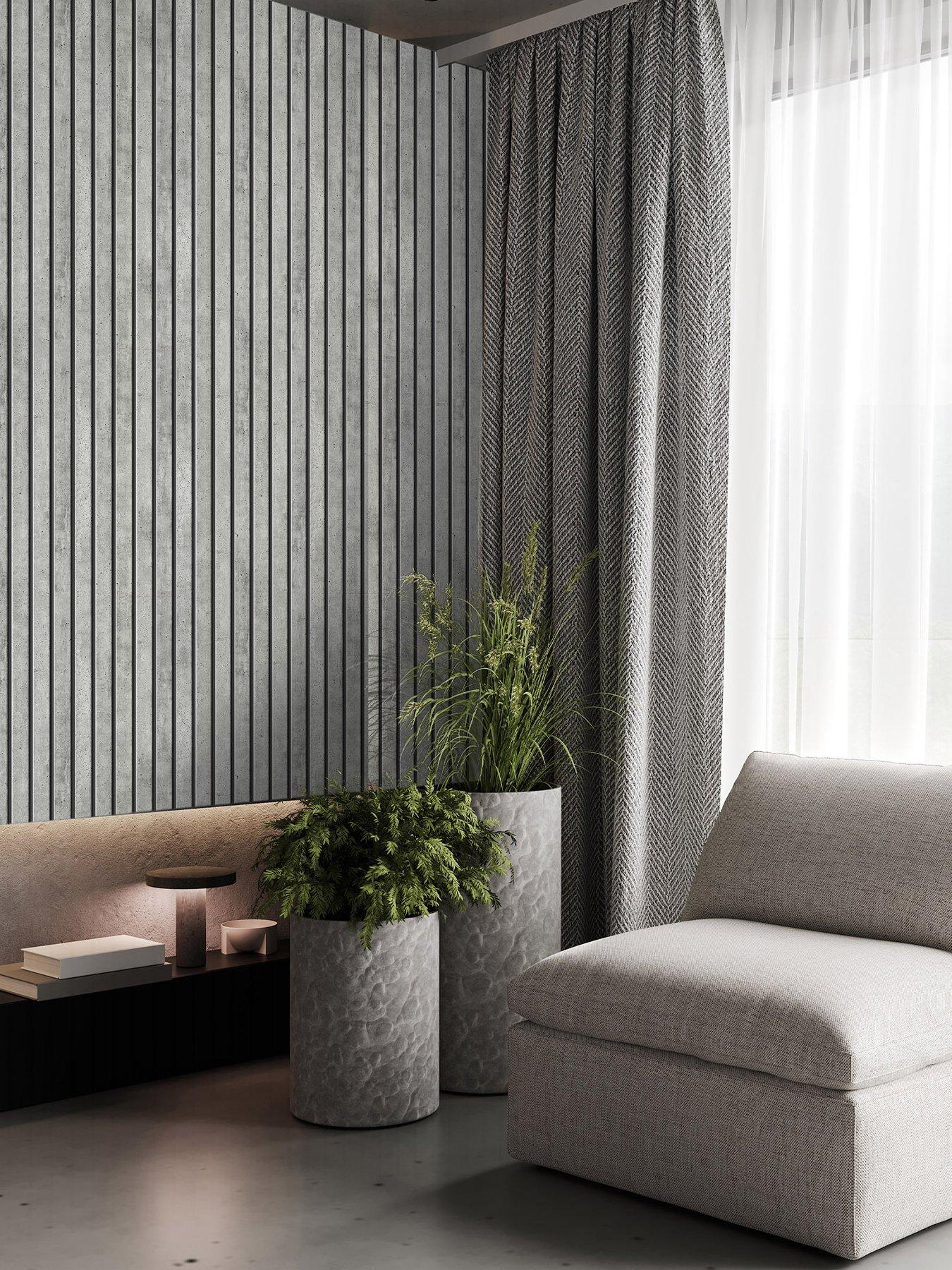 undefined Concrete Slats Wallpaper - Grey