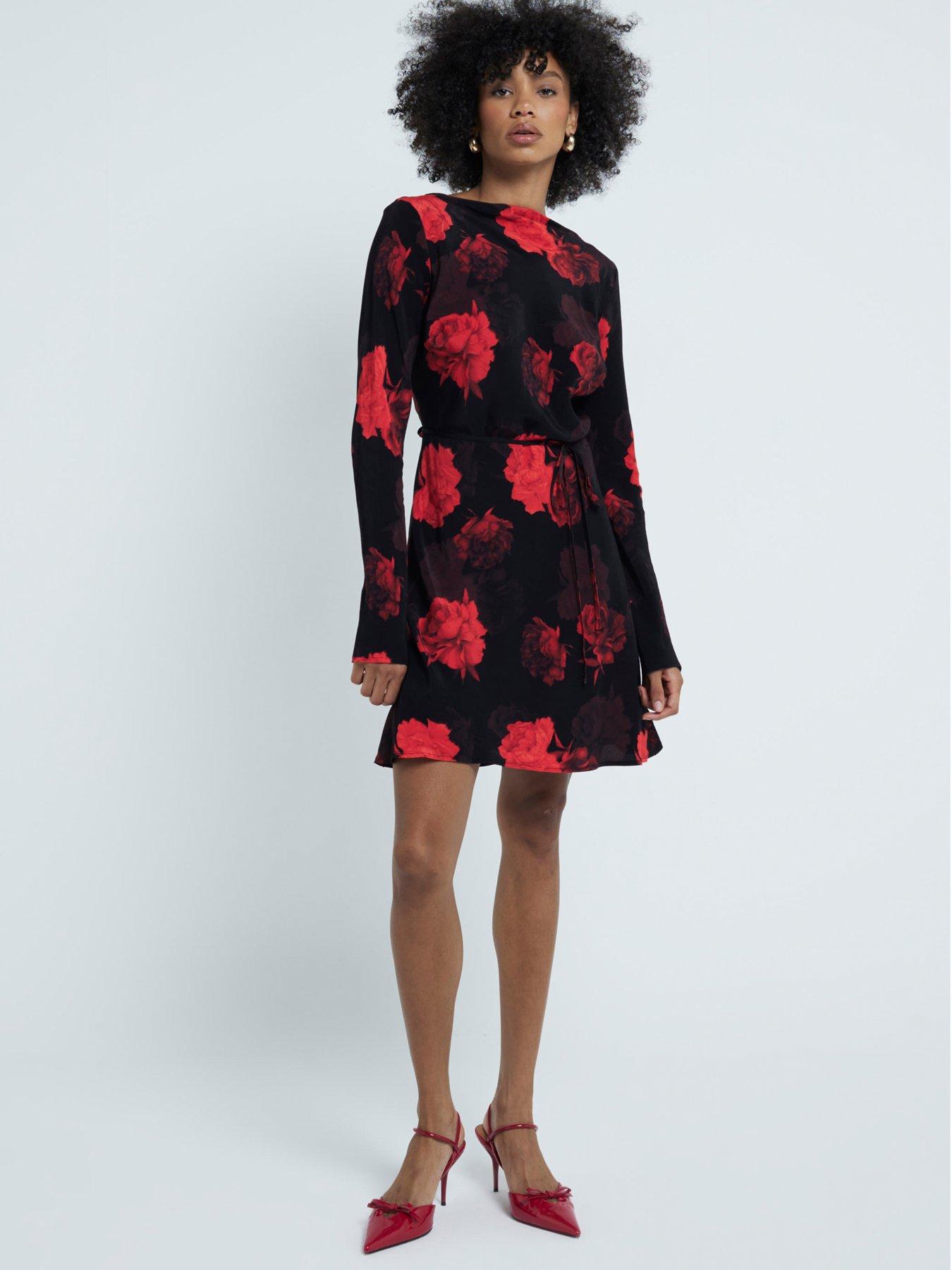 undefined Floral Mini Dress - Black