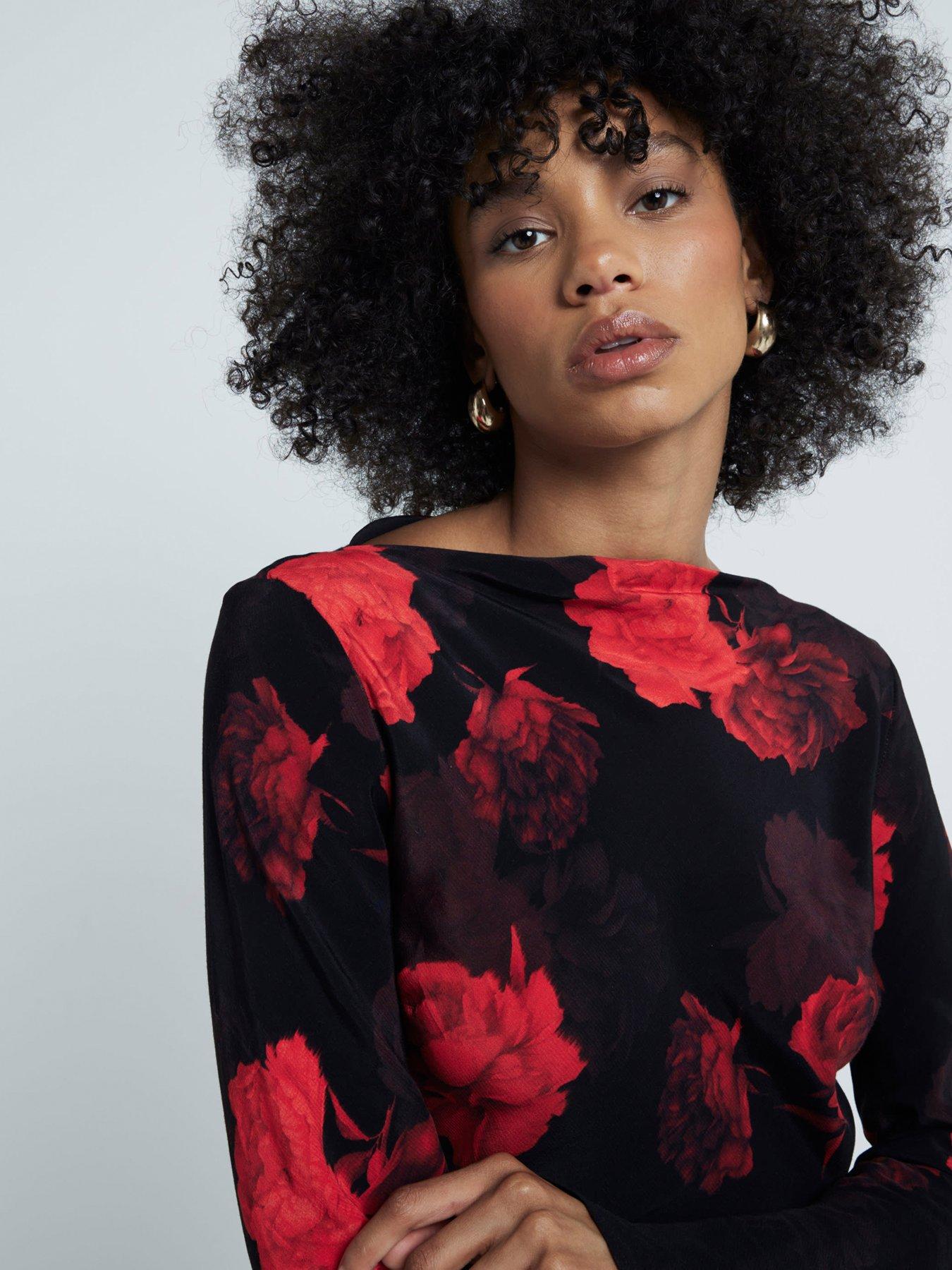  image of river-island-floral-mini-dress-black