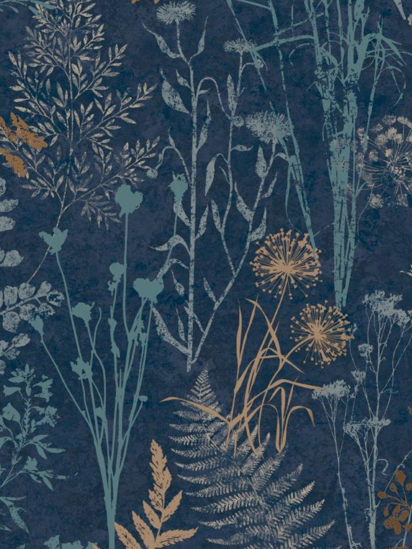  image of superfresco-easy-organics-wallpaper-in-navy-and-copper