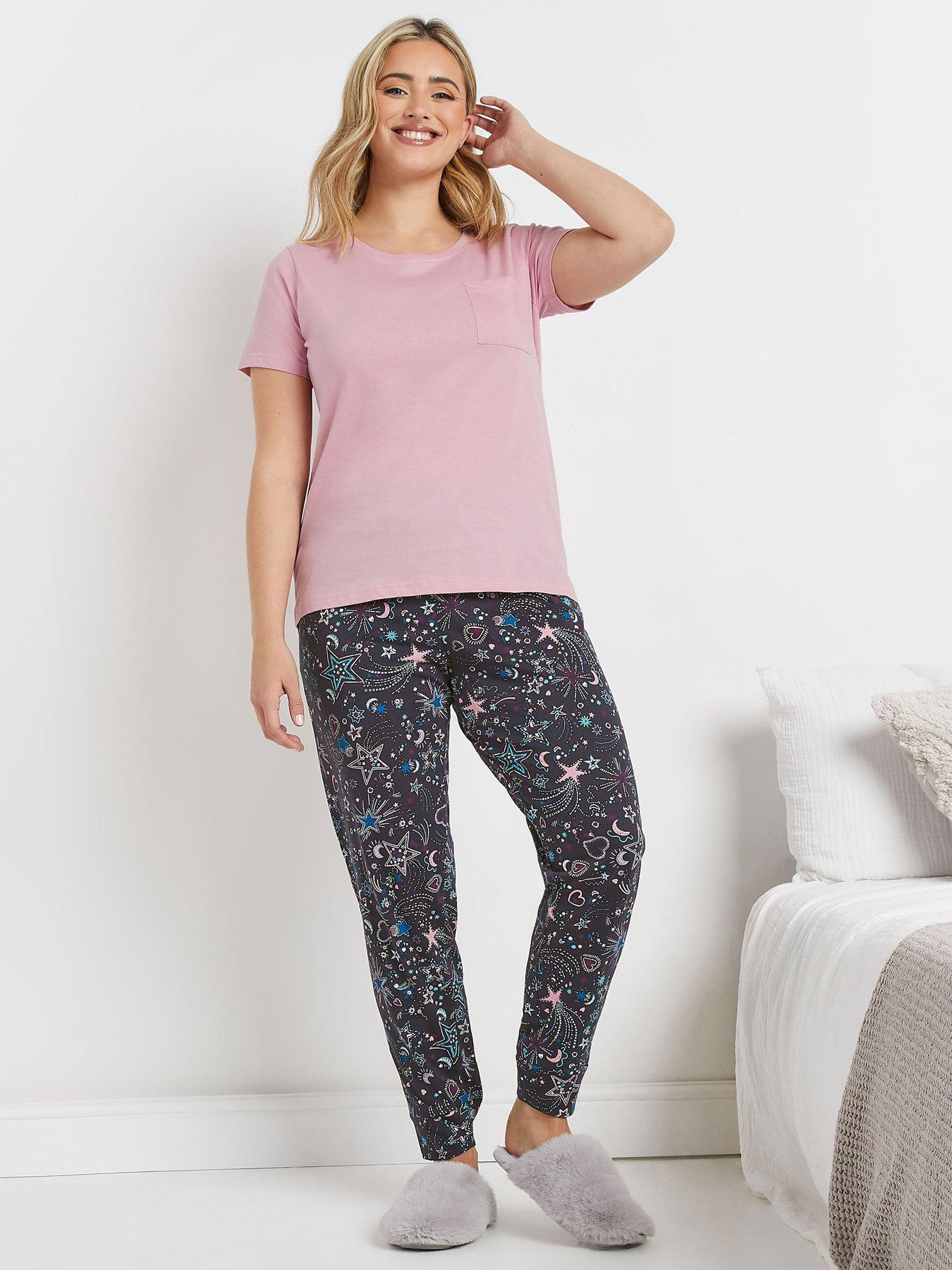  image of mco-starburst-short-sleeve-cuffed-pj-set-pink