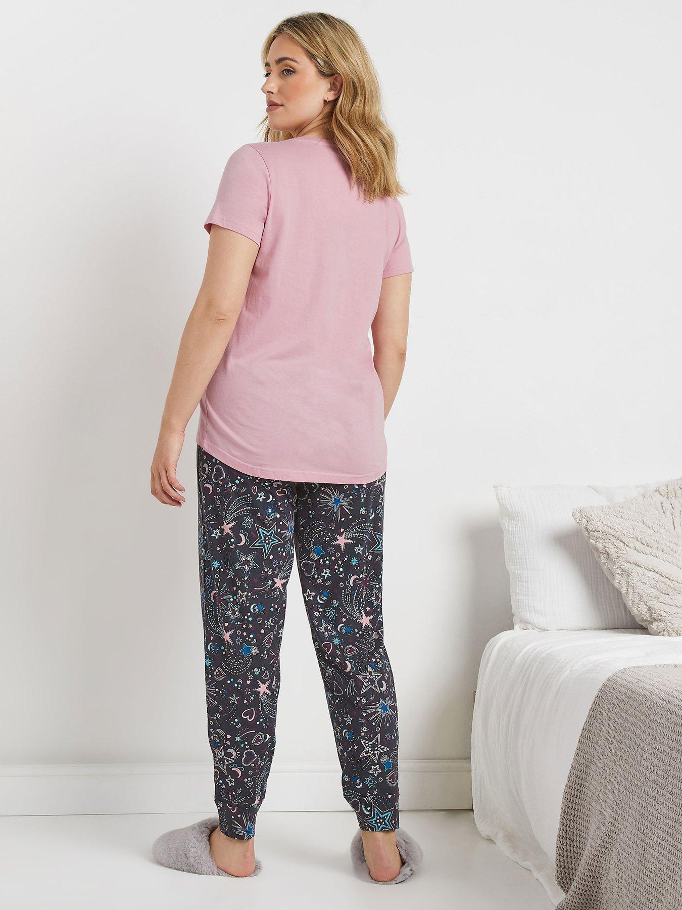  image of mco-starburst-short-sleeve-cuffed-pj-set-pink