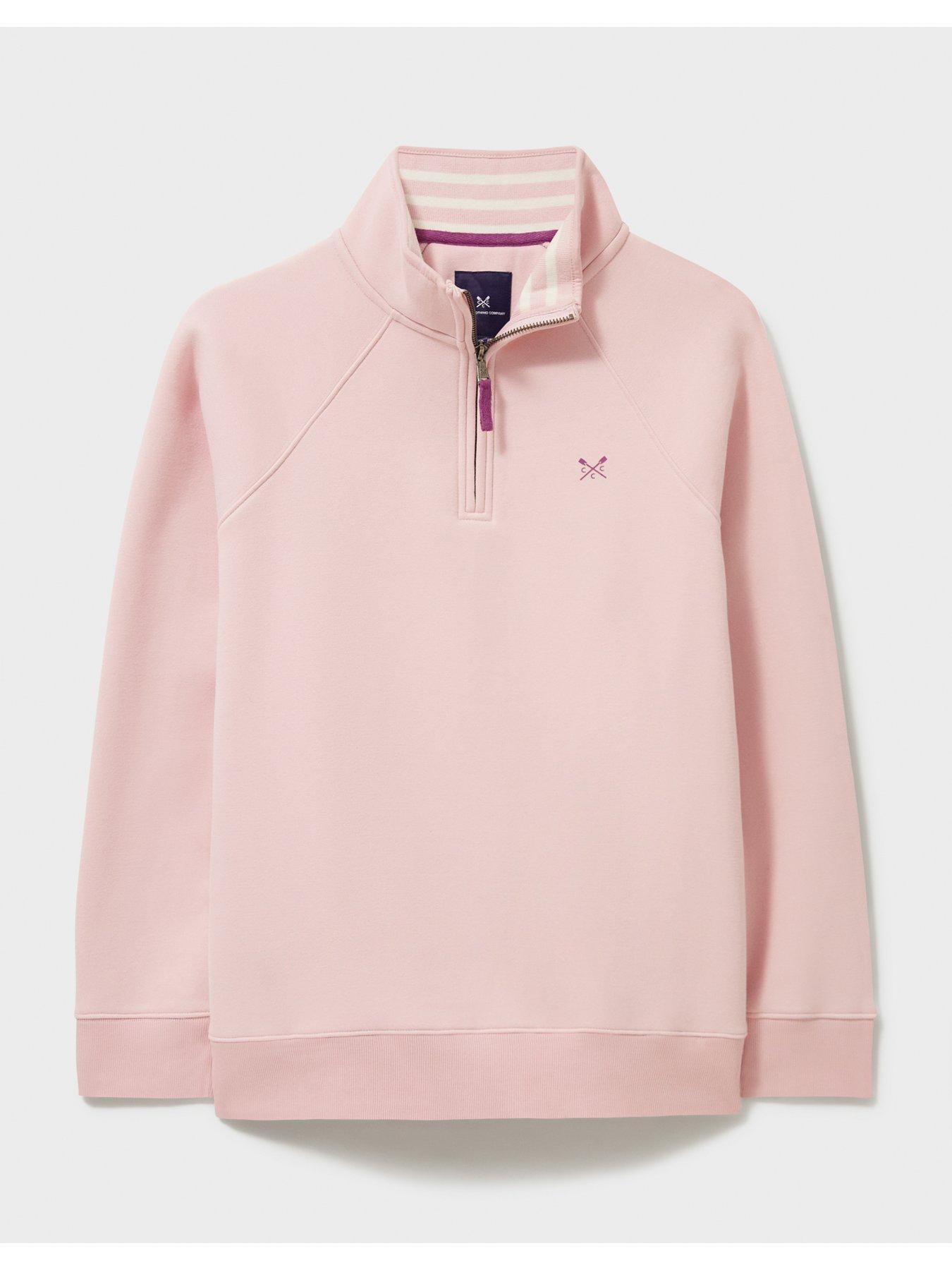  image of crew-clothing-half-zip-sweatshirt-pink