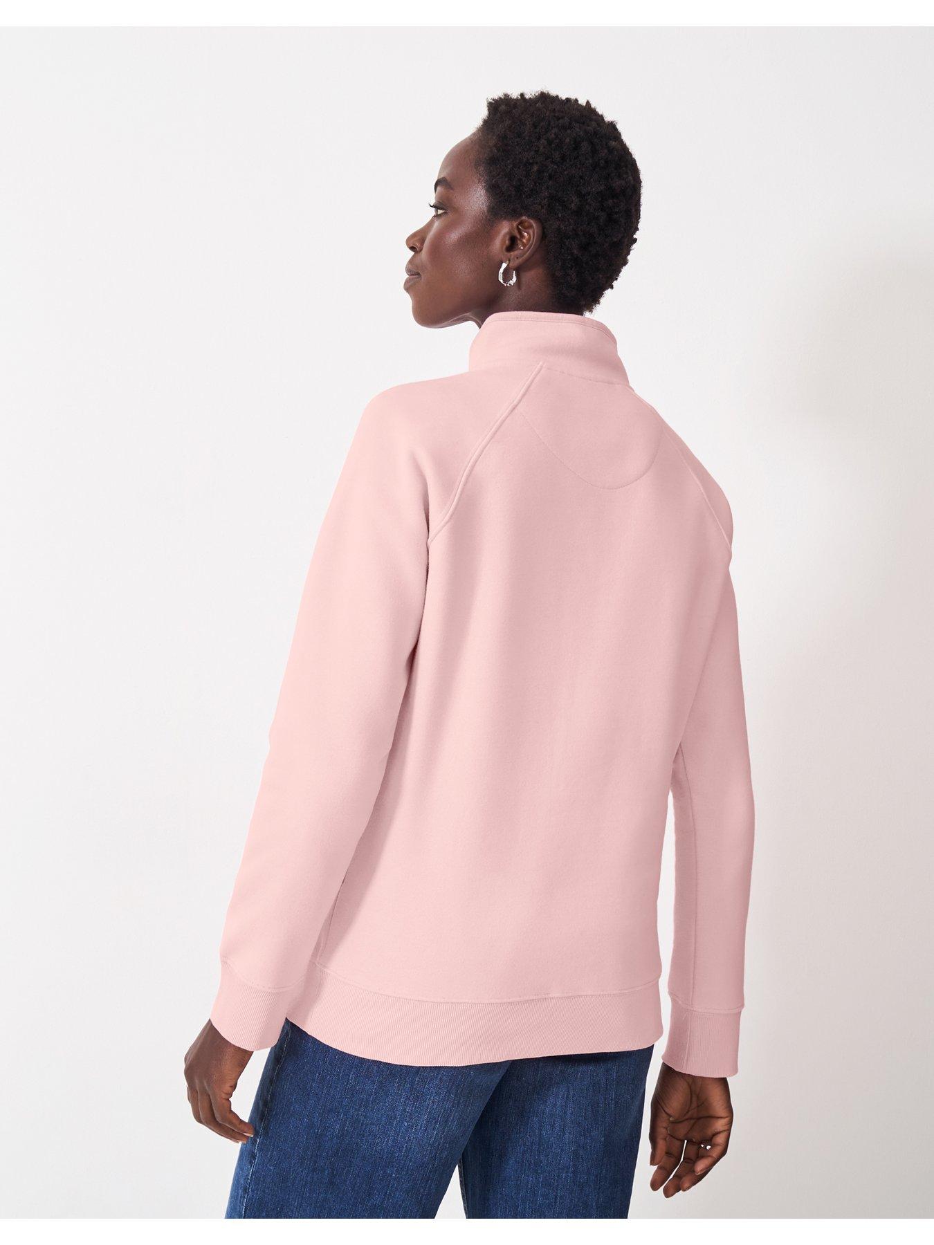  image of crew-clothing-half-zip-sweatshirt-pink