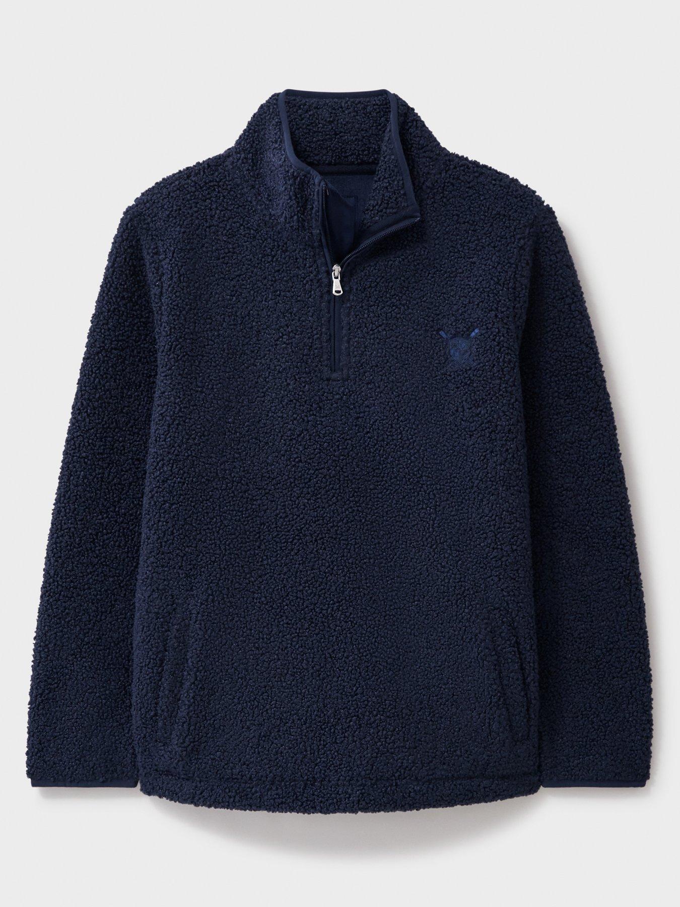  image of crew-clothing-borg-half-zip-fleece-blue