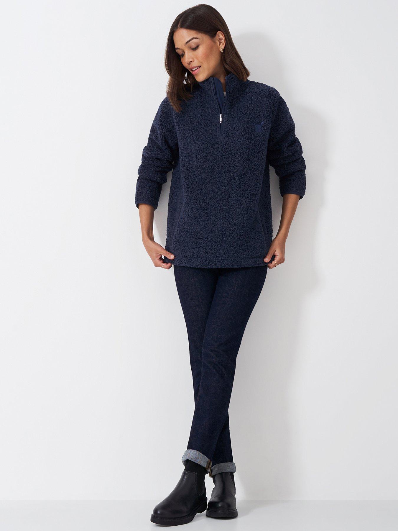  image of crew-clothing-borg-half-zip-fleece-blue