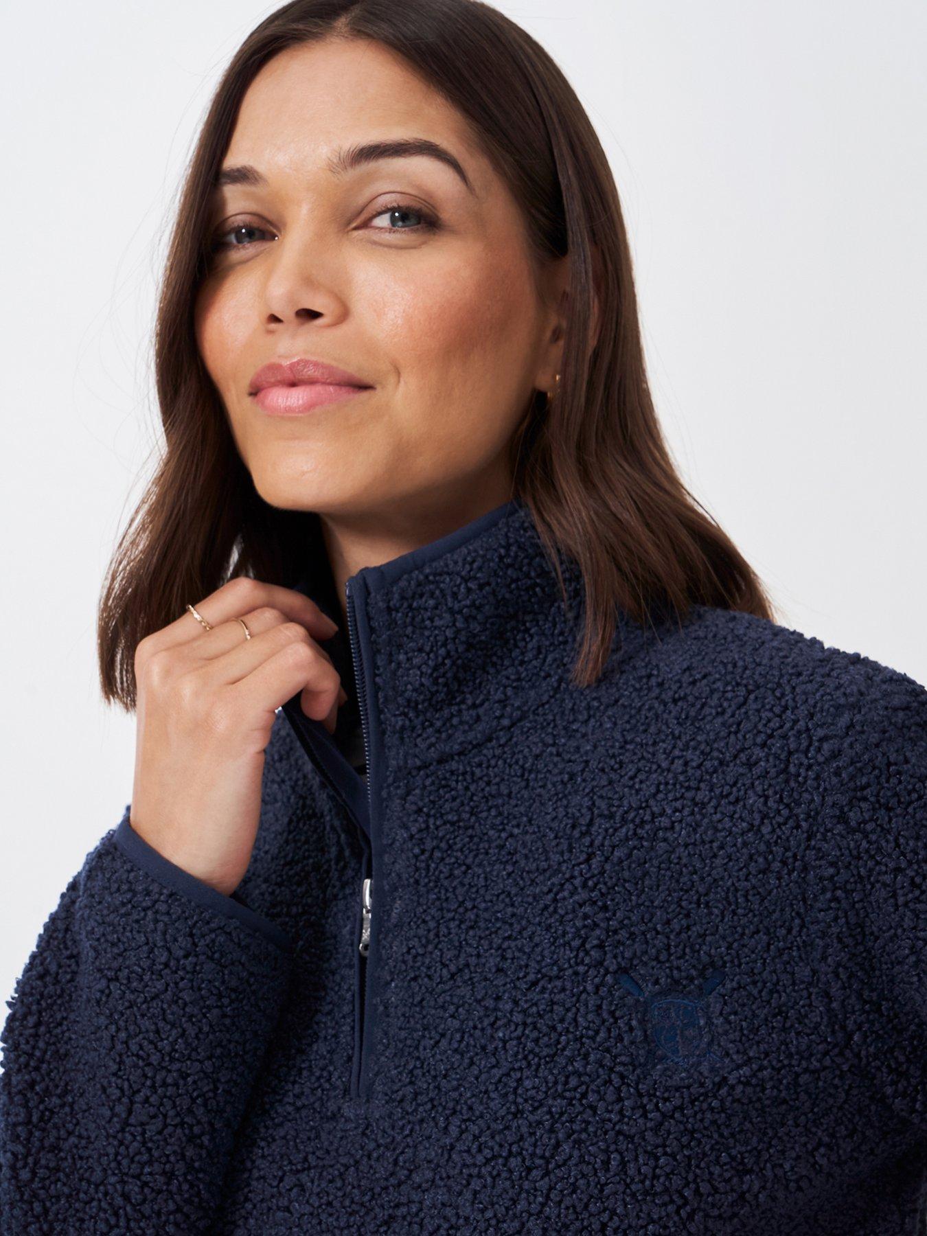  image of crew-clothing-borg-half-zip-fleece-blue
