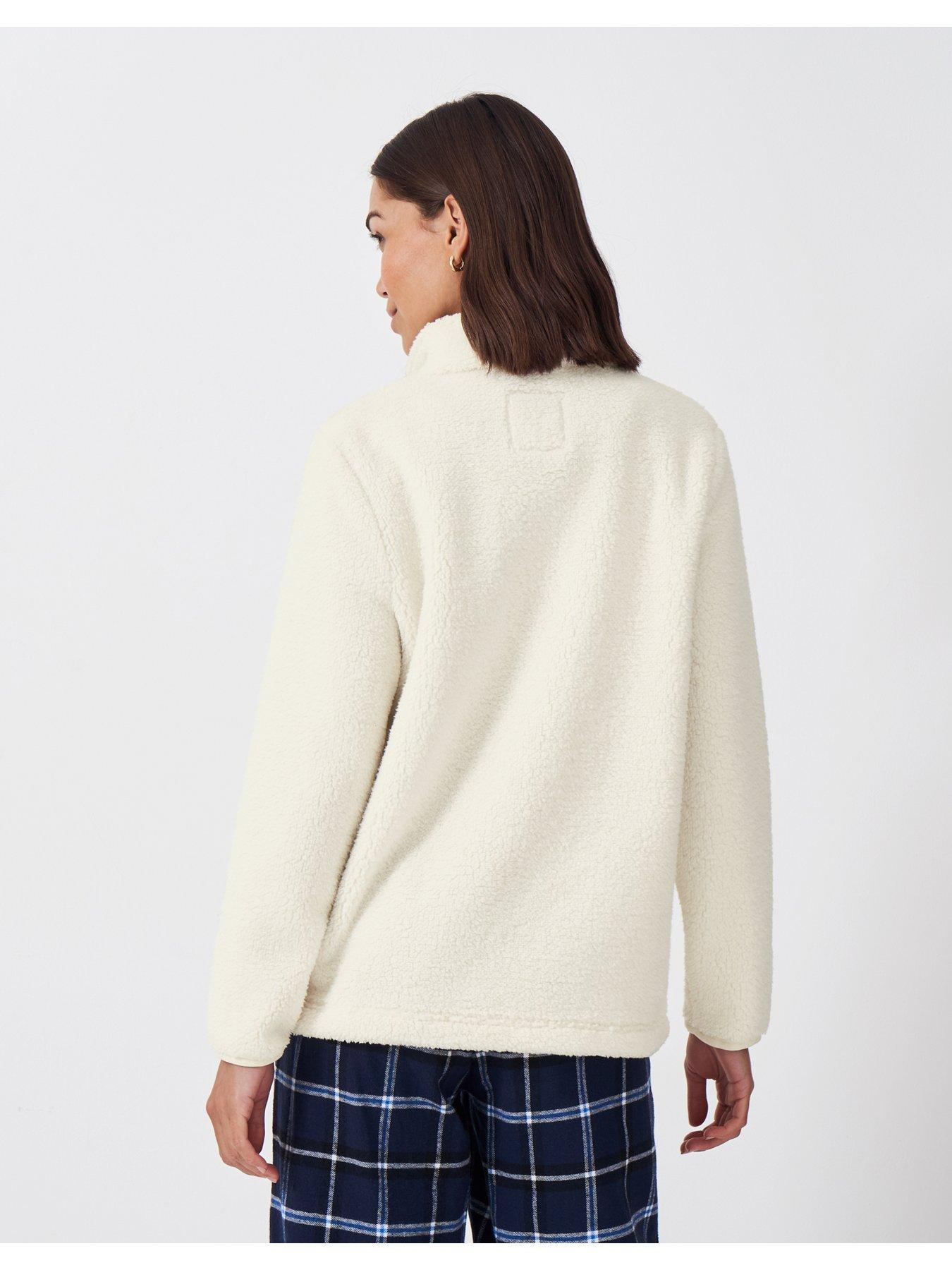  image of crew-clothing-borg-lounge-zip-through-sweatshirt-beige