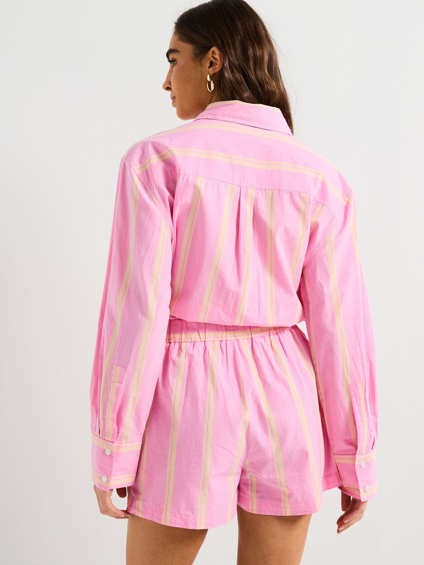  image of v-by-very-striped-playsuit-pink
