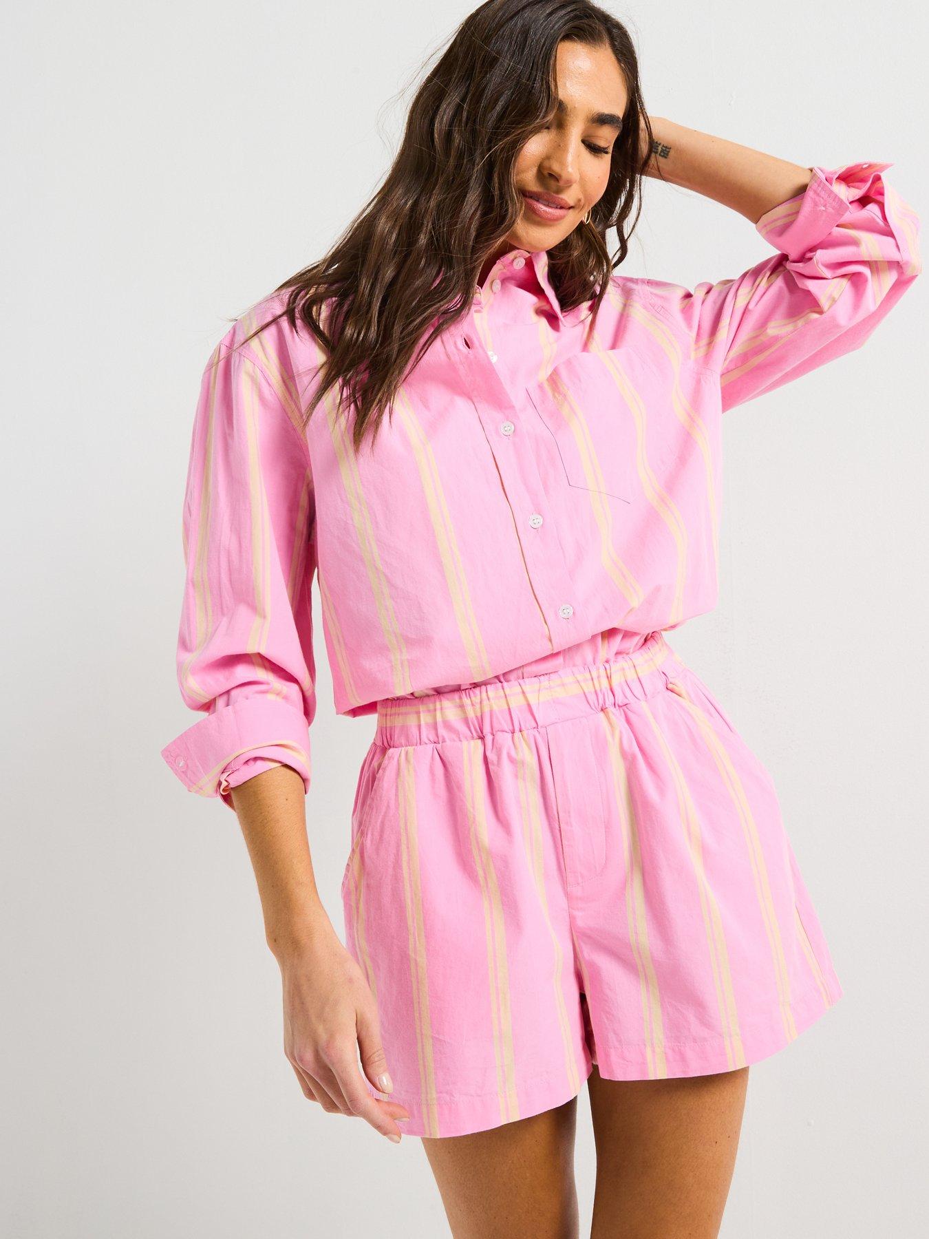  image of v-by-very-striped-playsuit-pink