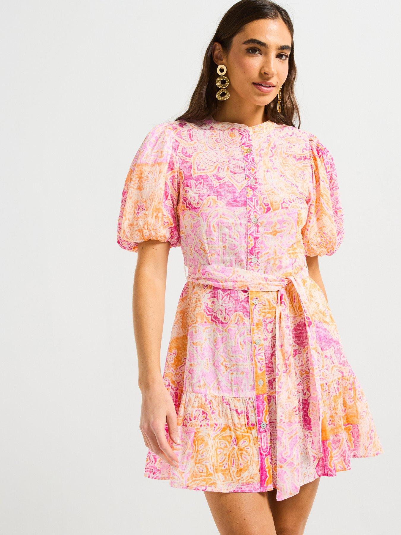 V by Very Rami Printed Day Dress - Pink